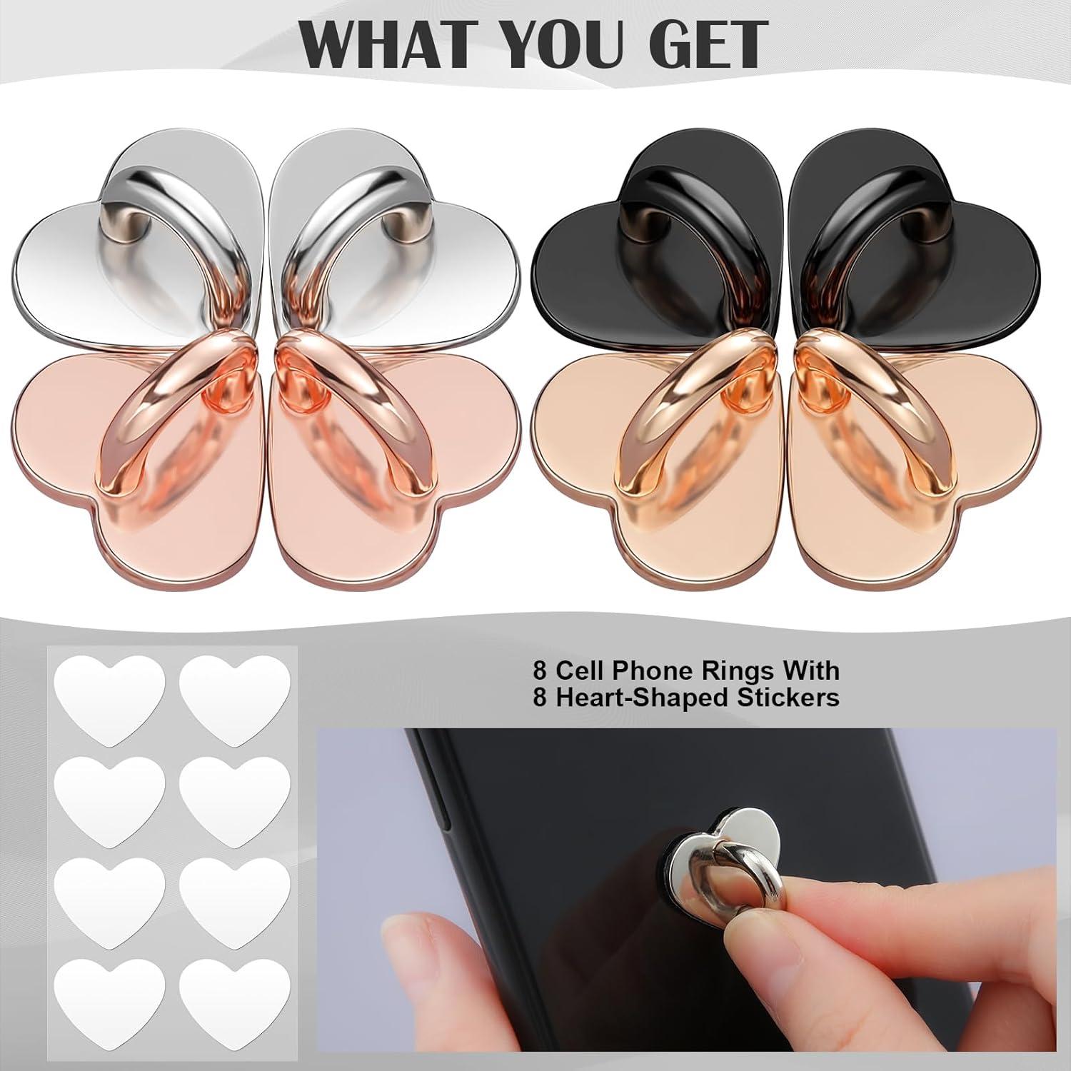Anillo Adhesivo para Teléfono Moxweyeni - 8 Pcs Corazón