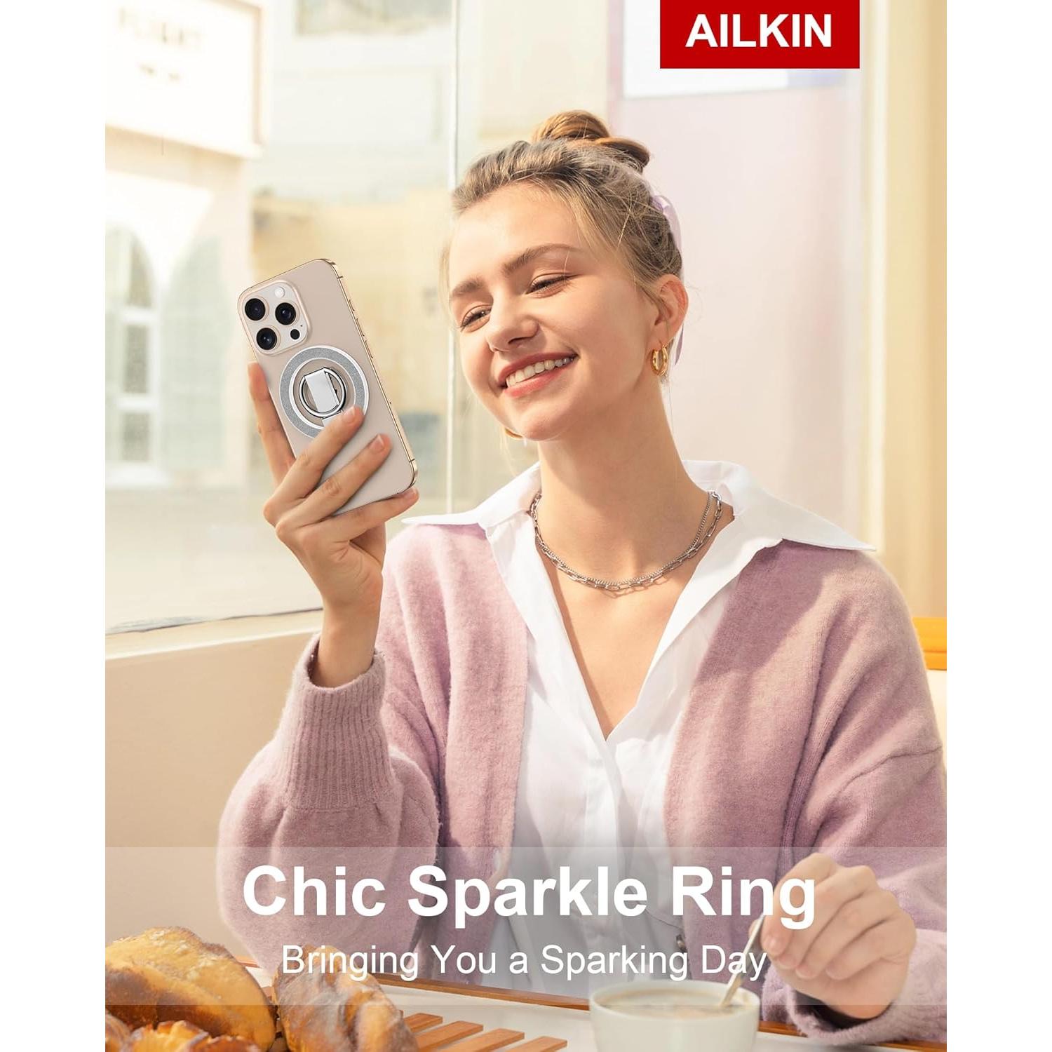 Soporte Magnético para Teléfono AILKIN Brillo Plateado