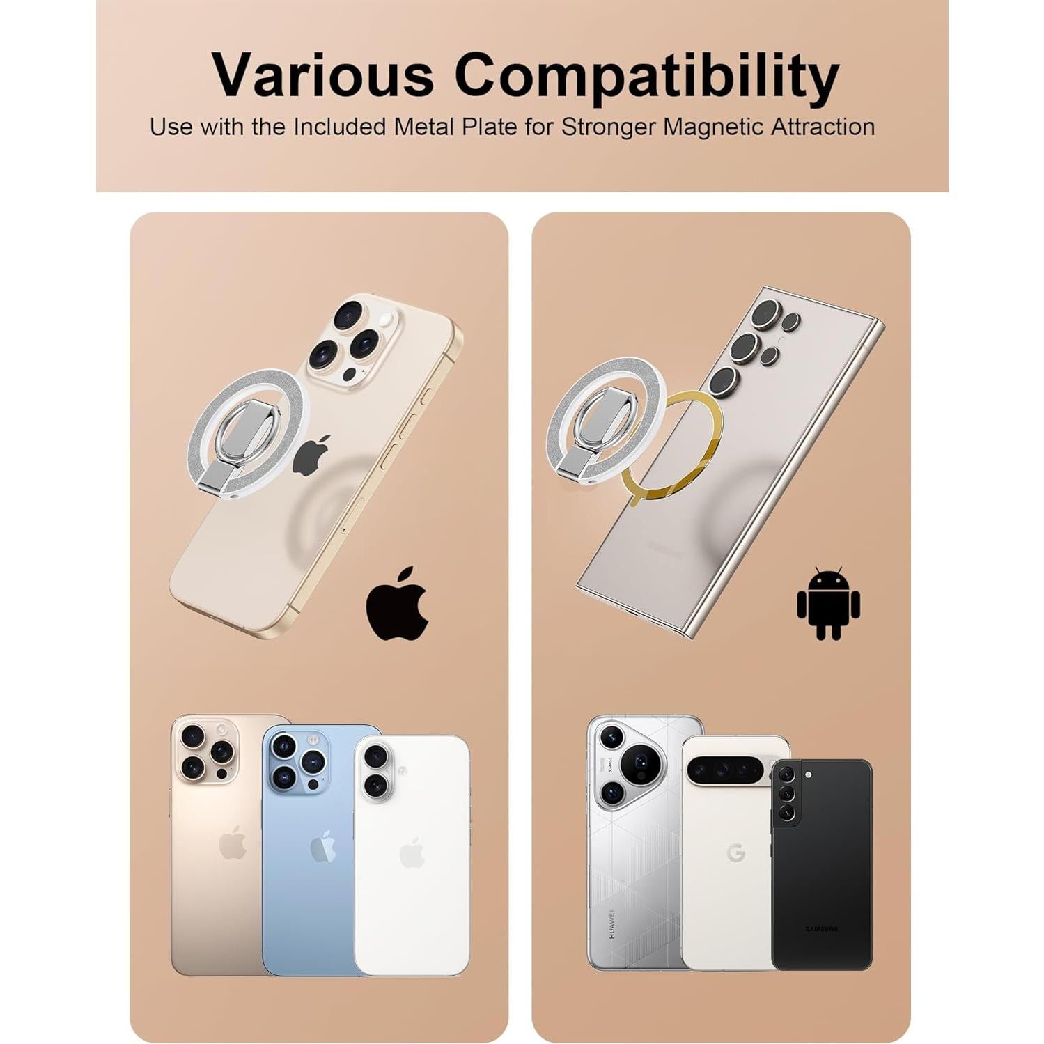 Soporte Magnético para Teléfono AILKIN Brillo Plateado