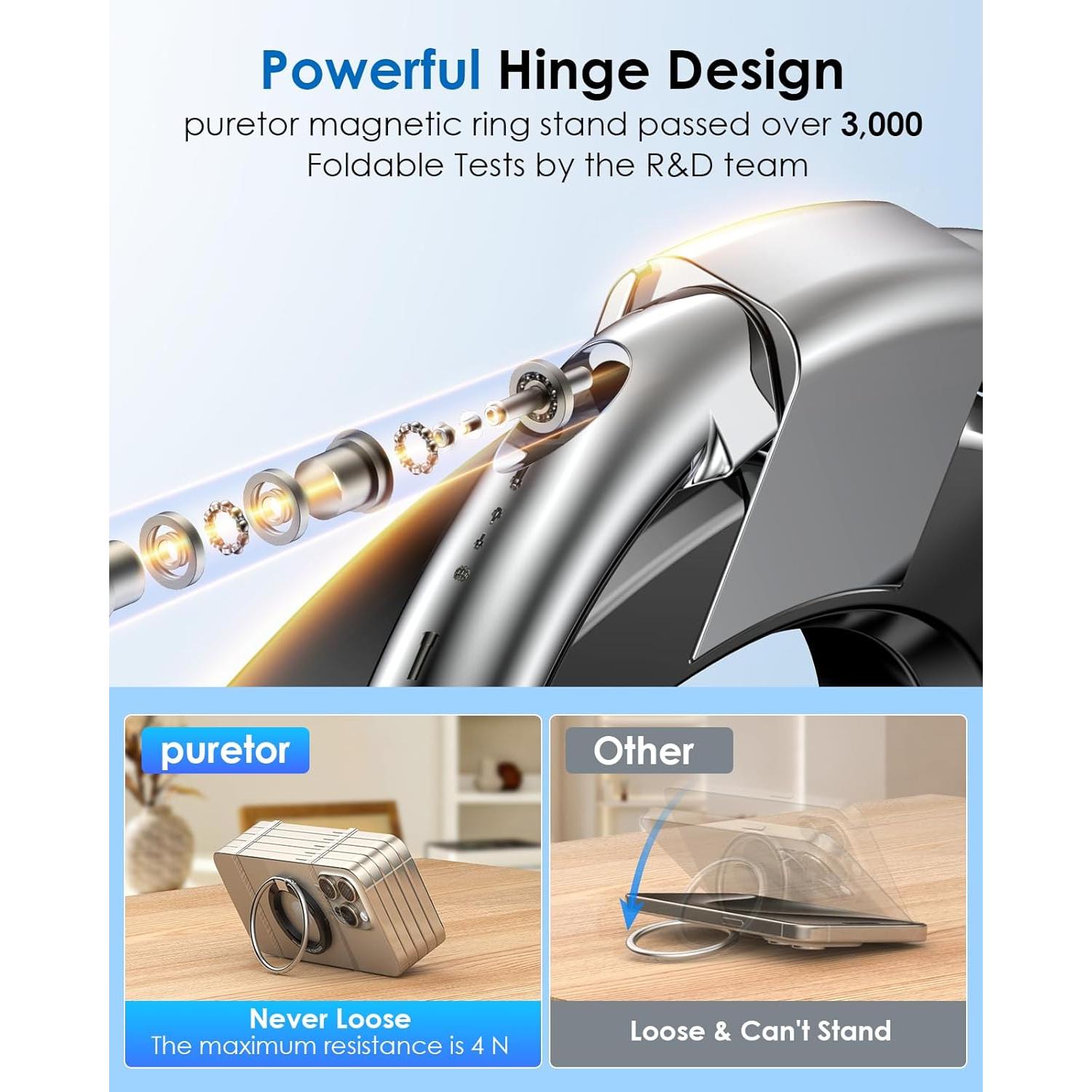 Soporte Anillo Magnético Puretor para Teléfono - Negro