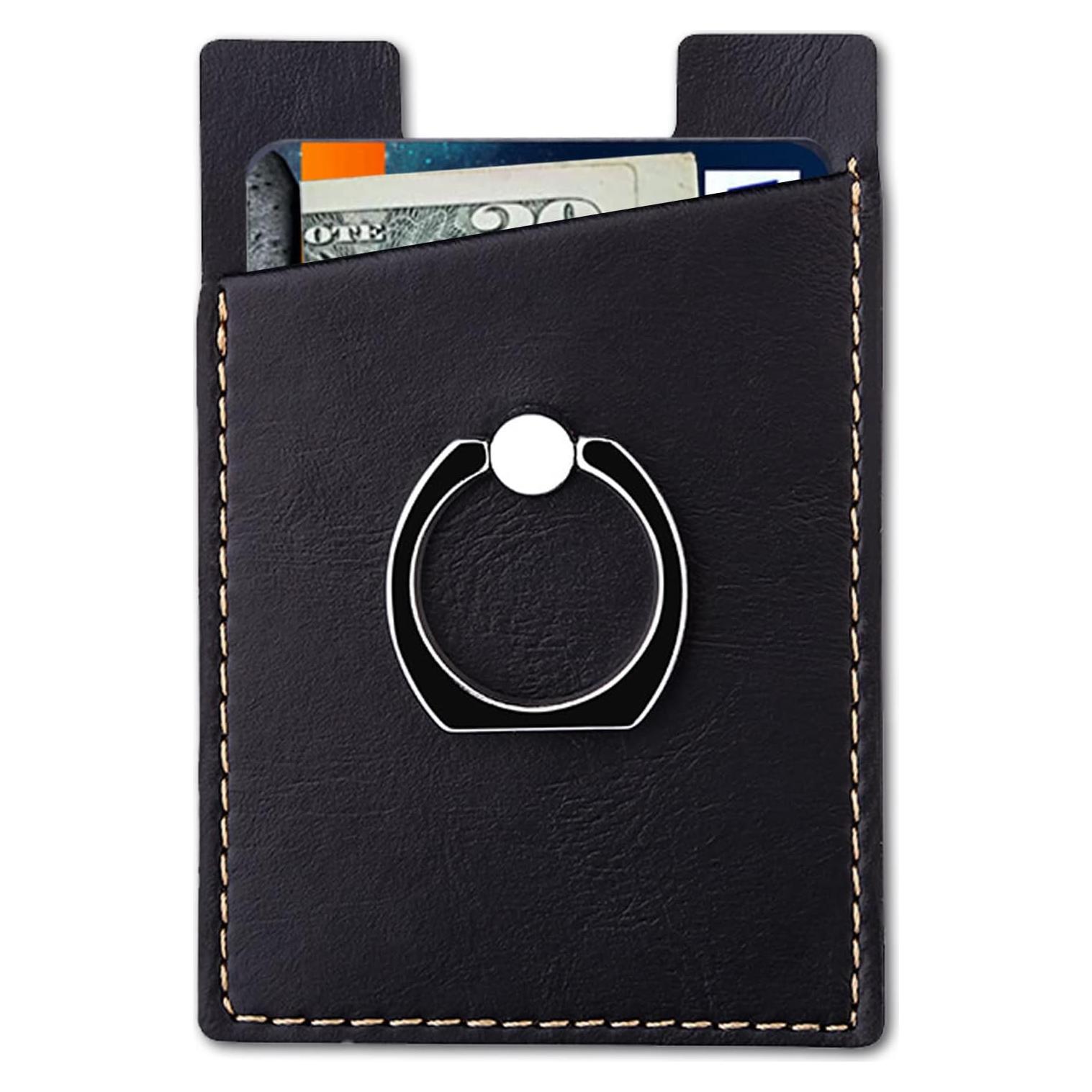 Soporte de Tarjeta de Teléfono Wansurs - Cuero Negro Universal