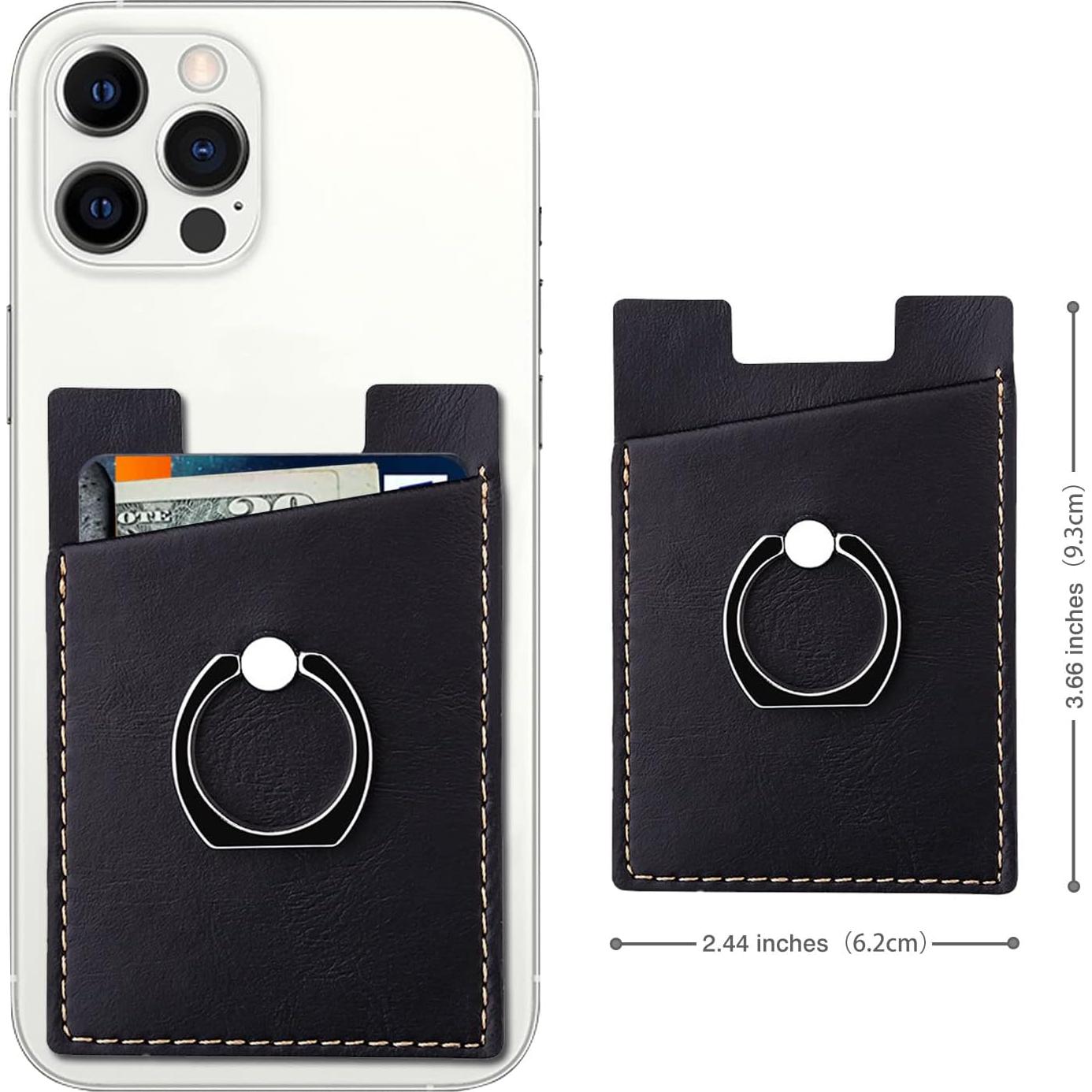 Soporte de Tarjeta de Teléfono Wansurs - Cuero Negro Universal