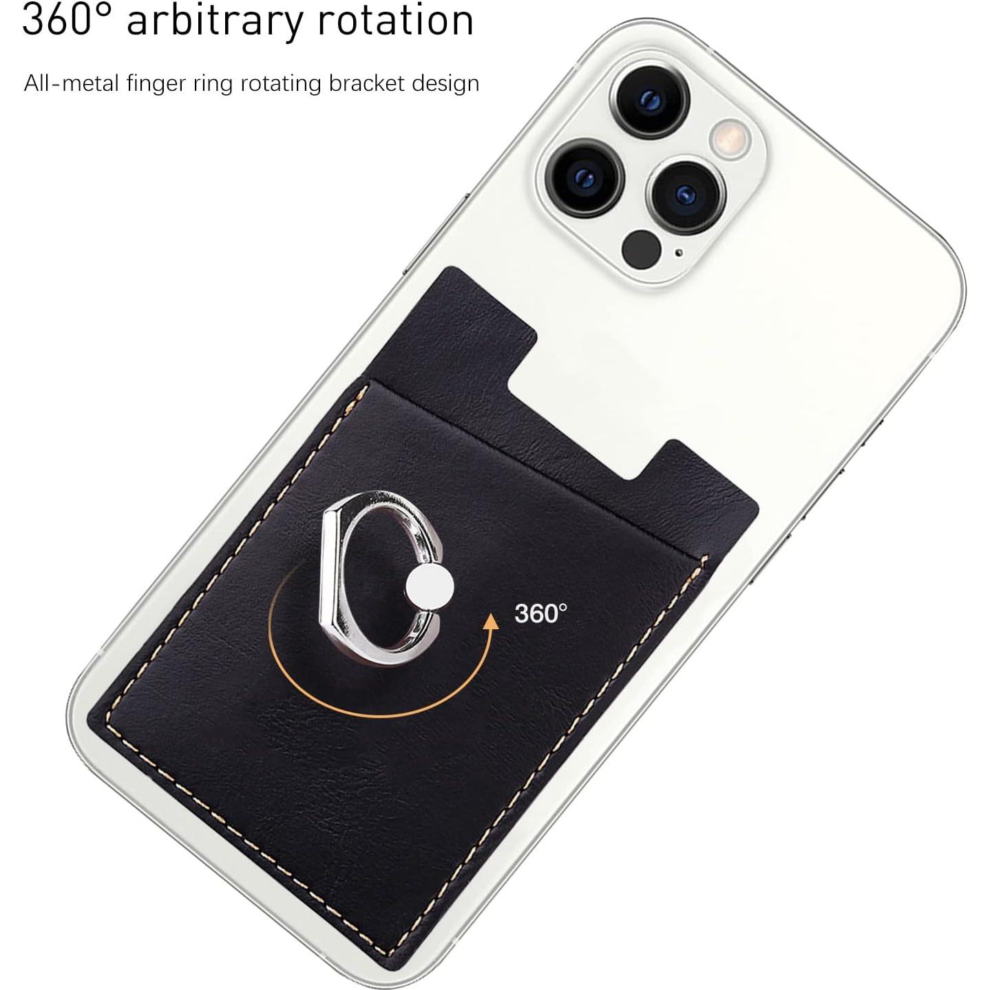 Soporte de Tarjeta de Teléfono Wansurs - Cuero Negro Universal