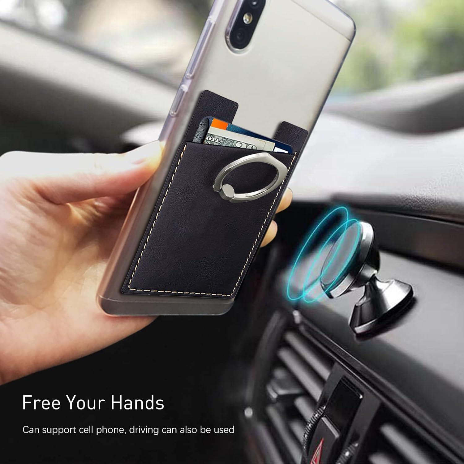 Soporte de Tarjeta de Teléfono Wansurs - Cuero Negro Universal