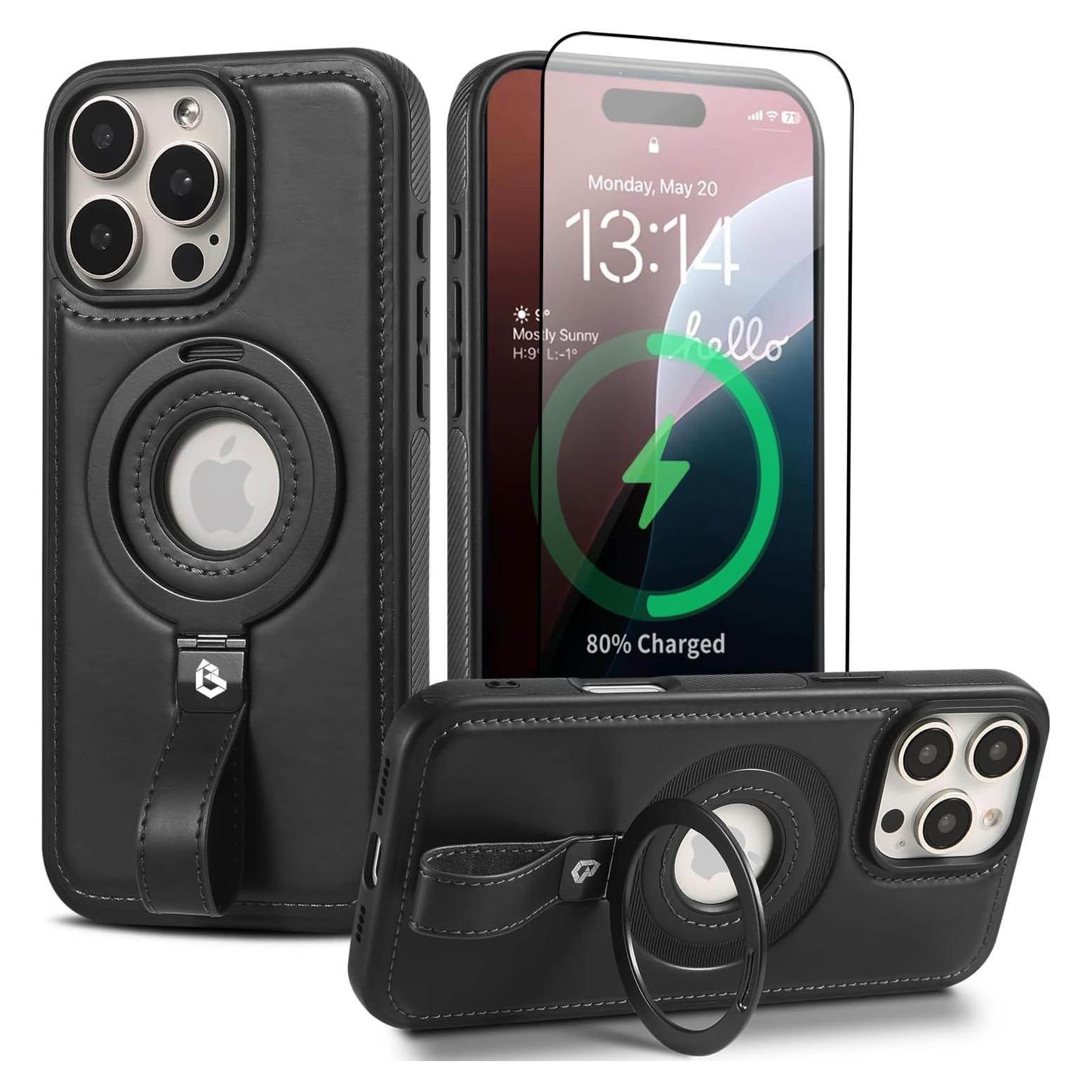 Funda de Cuero con Soporte Magnético para iPhone 16 Pro - BUTAIGA