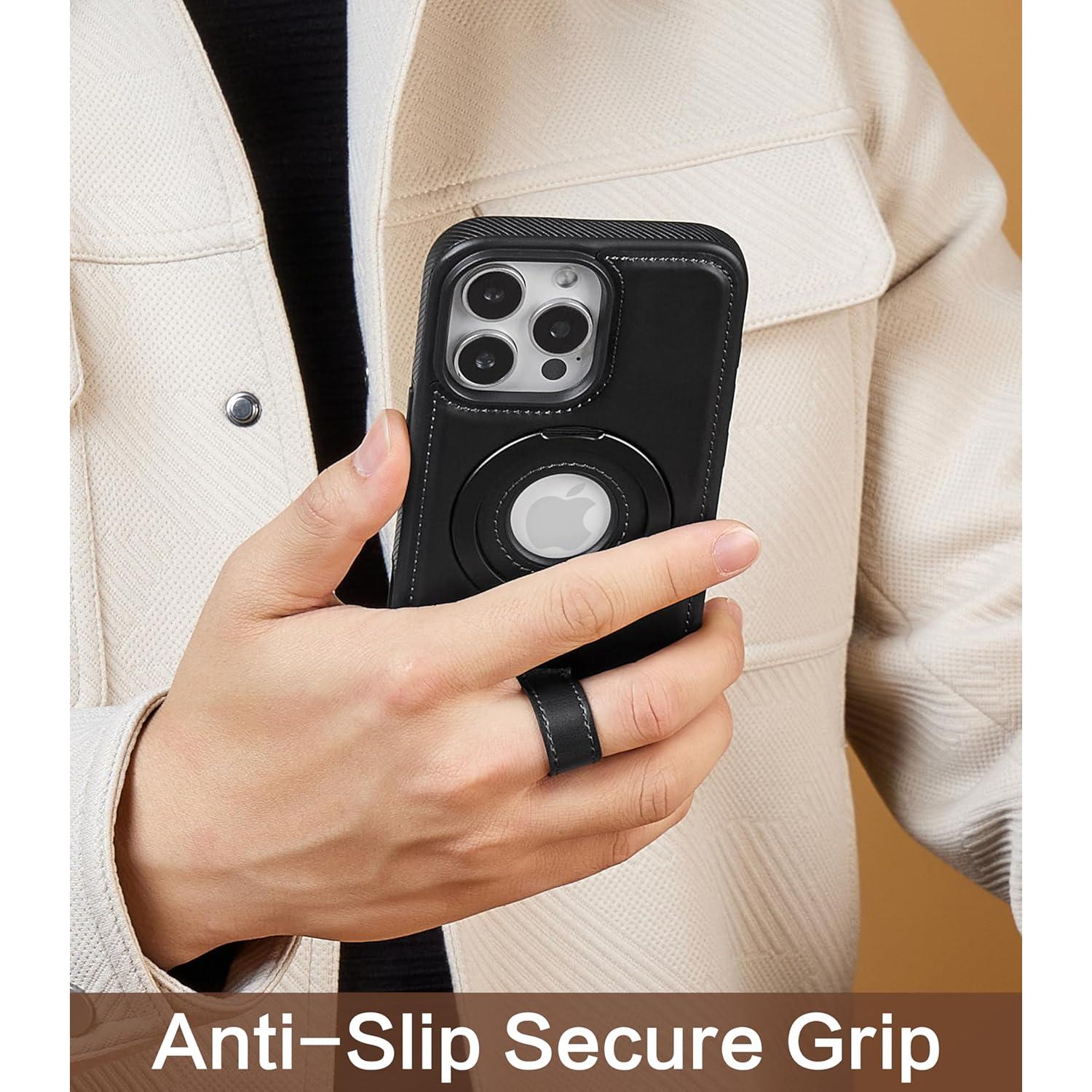 Funda de Cuero con Soporte Magnético para iPhone 16 Pro - BUTAIGA