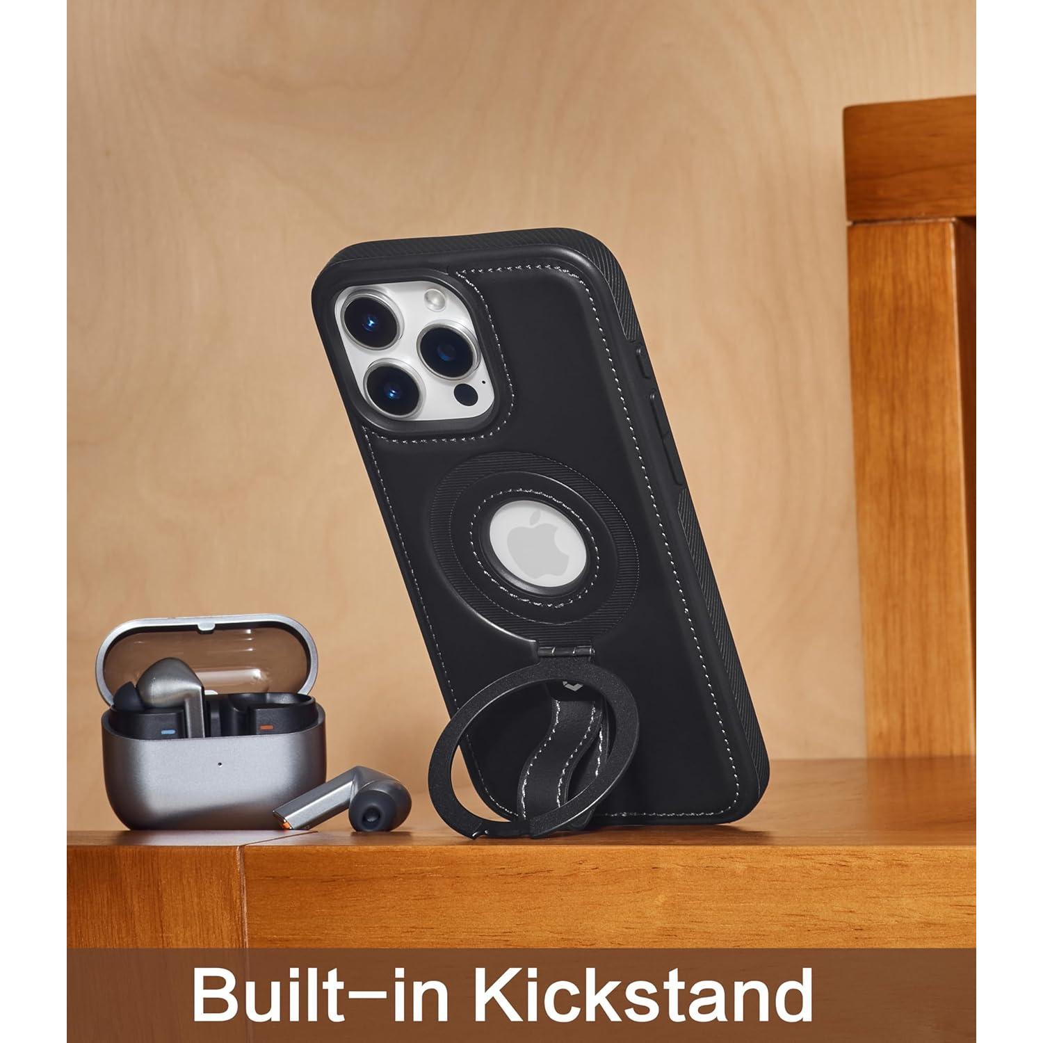 Funda de Cuero con Soporte Magnético para iPhone 16 Pro - BUTAIGA