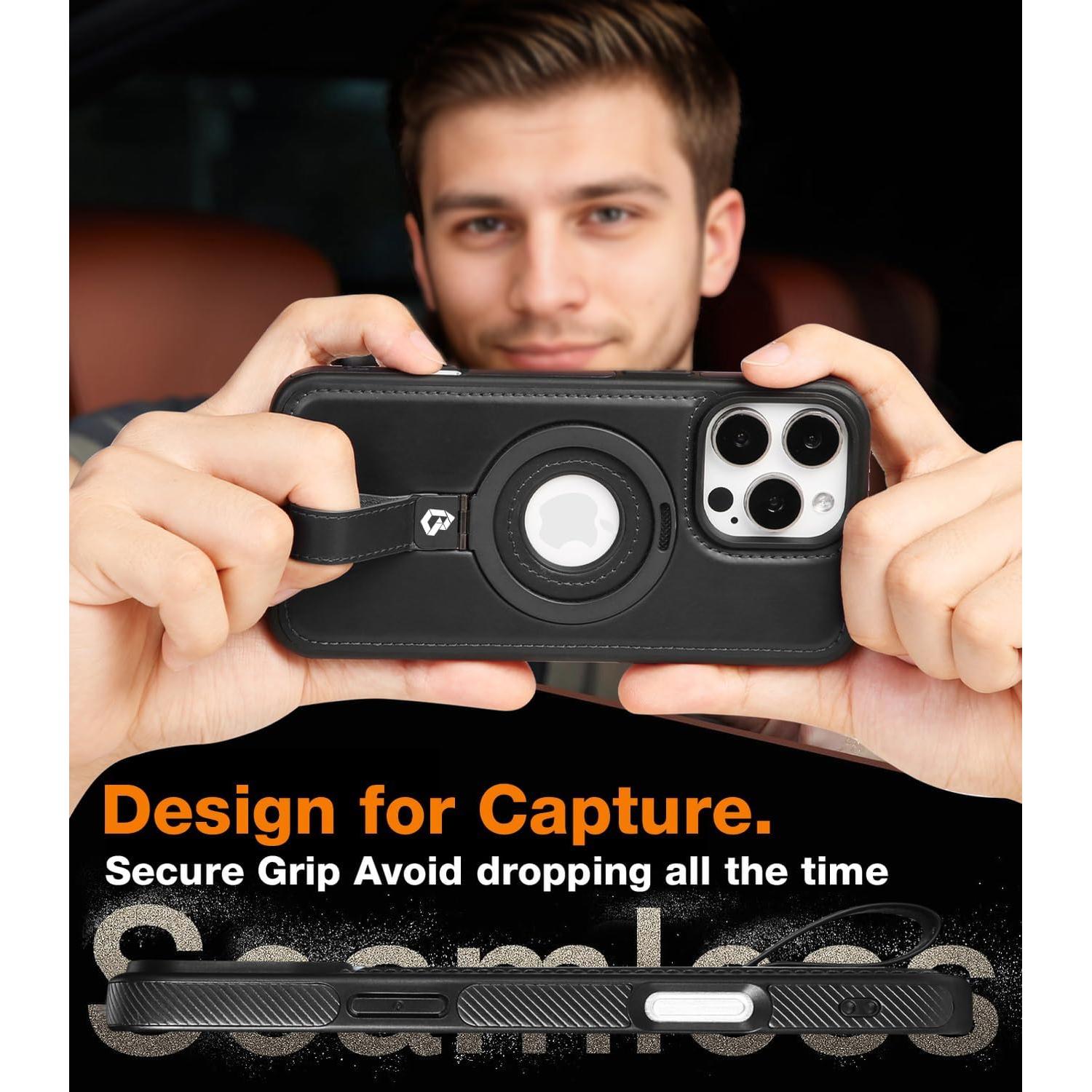 Funda de Cuero con Soporte Magnético para iPhone 16 Pro - BUTAIGA