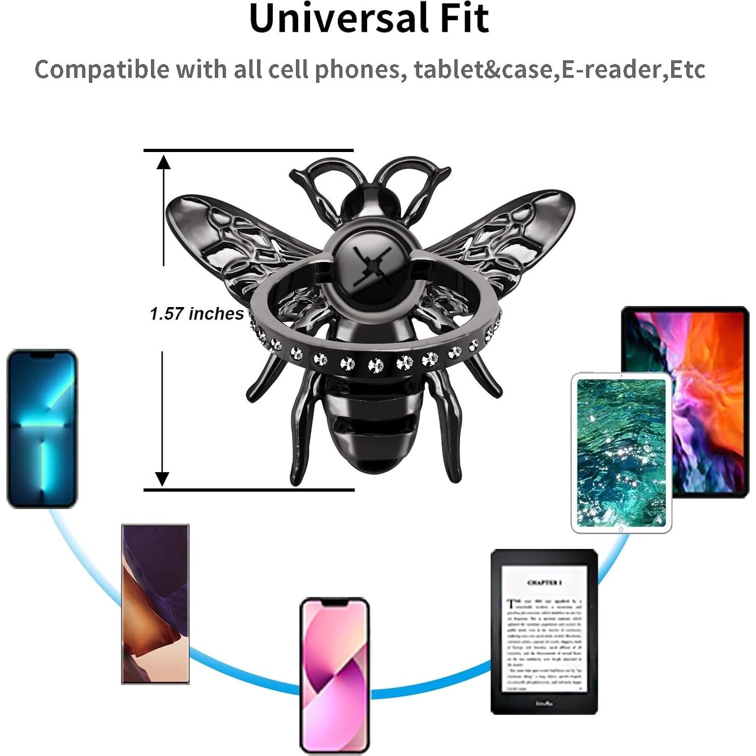 Soporte de Anillo para Teléfono Bee TACOMEGE Negro 18g