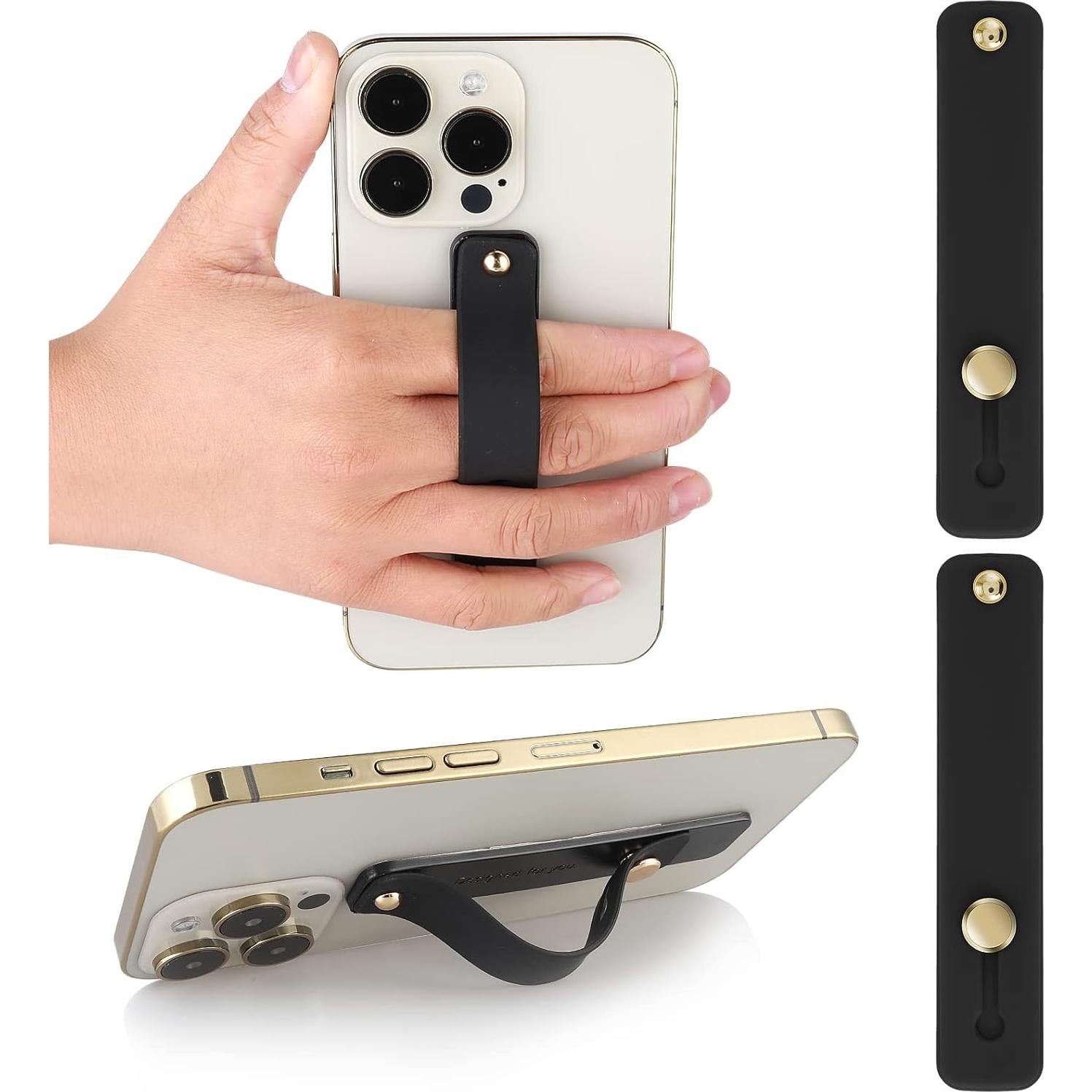 Soporte de Dedo para Teléfono WLLHYF - 2 Piezas Silicona Negra