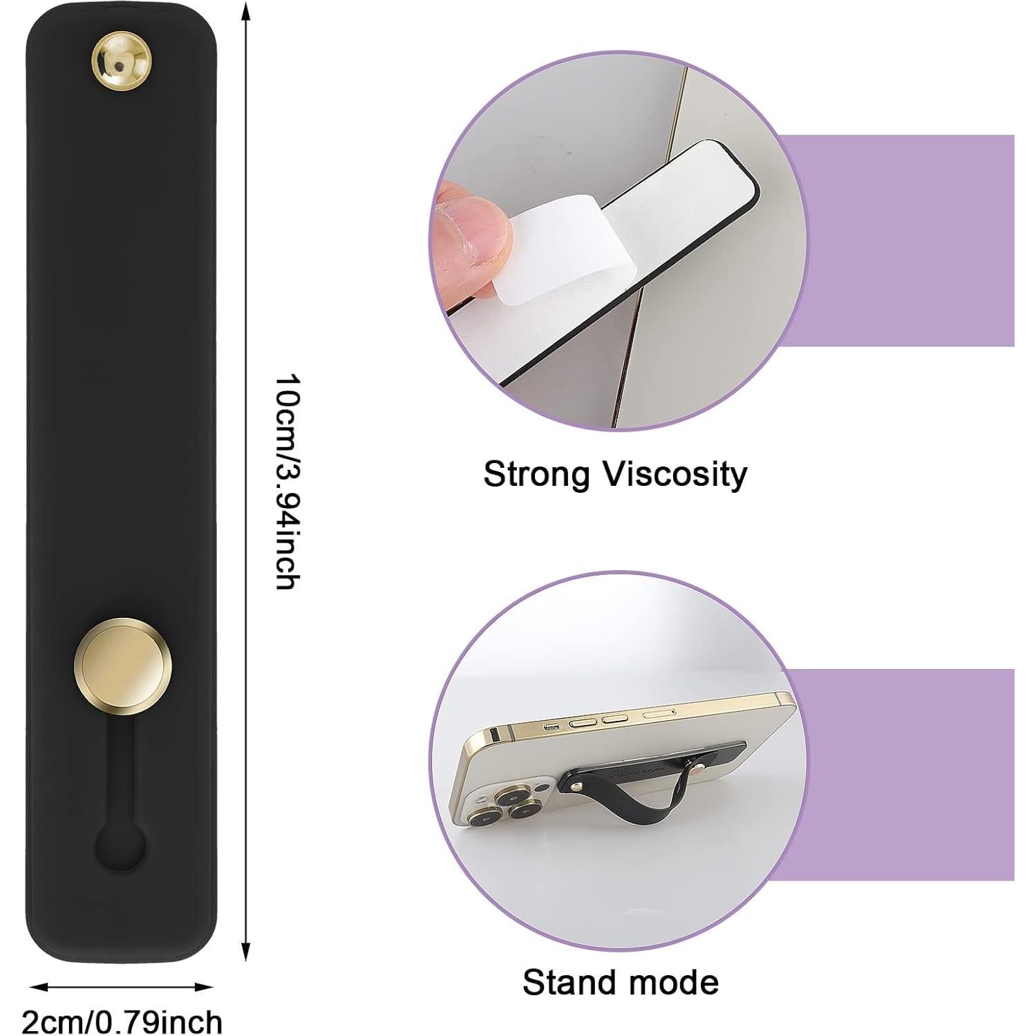 Soporte de Dedo para Teléfono WLLHYF - 2 Piezas Silicona Negra