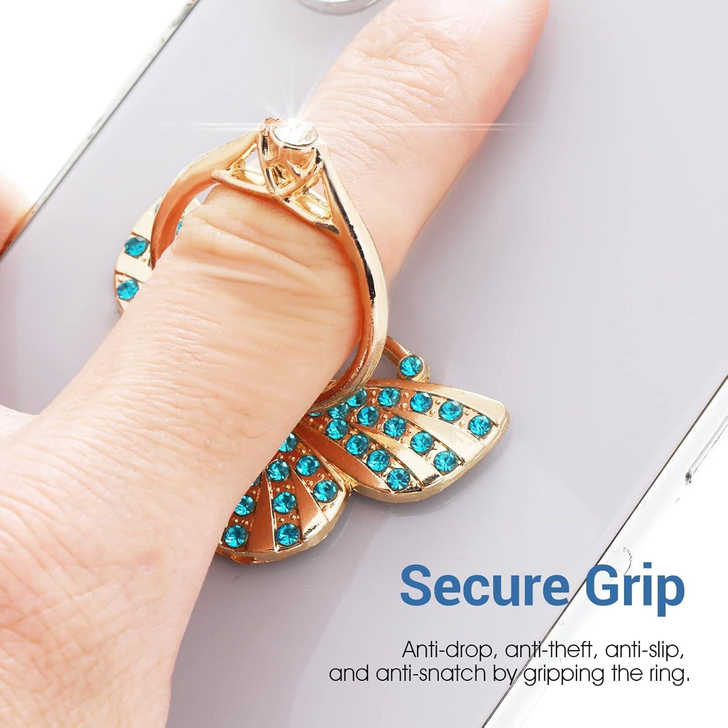 Soportes de Anillo para Teléfono Cobee, 4 Pcs Mariposa Brillante