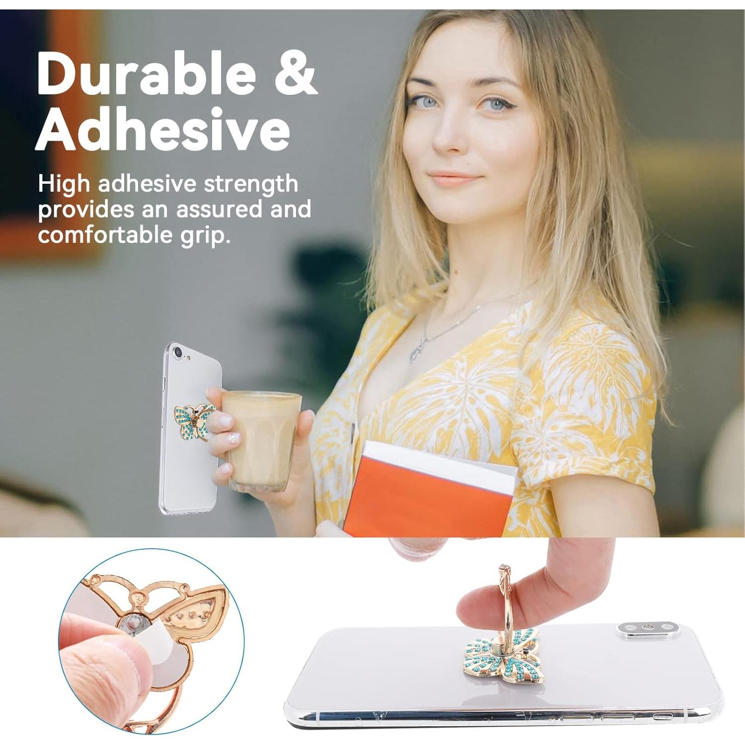 Soportes de Anillo para Teléfono Cobee, 4 Pcs Mariposa Brillante