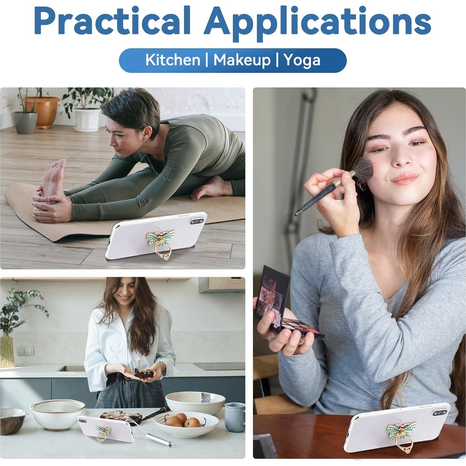 Soportes de Anillo para Teléfono Cobee, 4 Pcs Mariposa Brillante