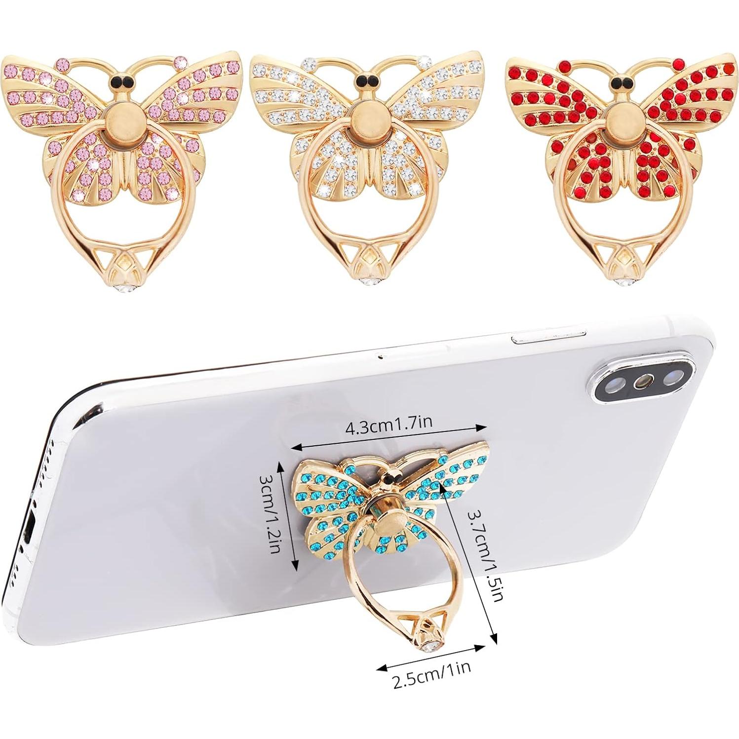 Soportes de Anillo para Teléfono Cobee, 4 Pcs Mariposa Brillante