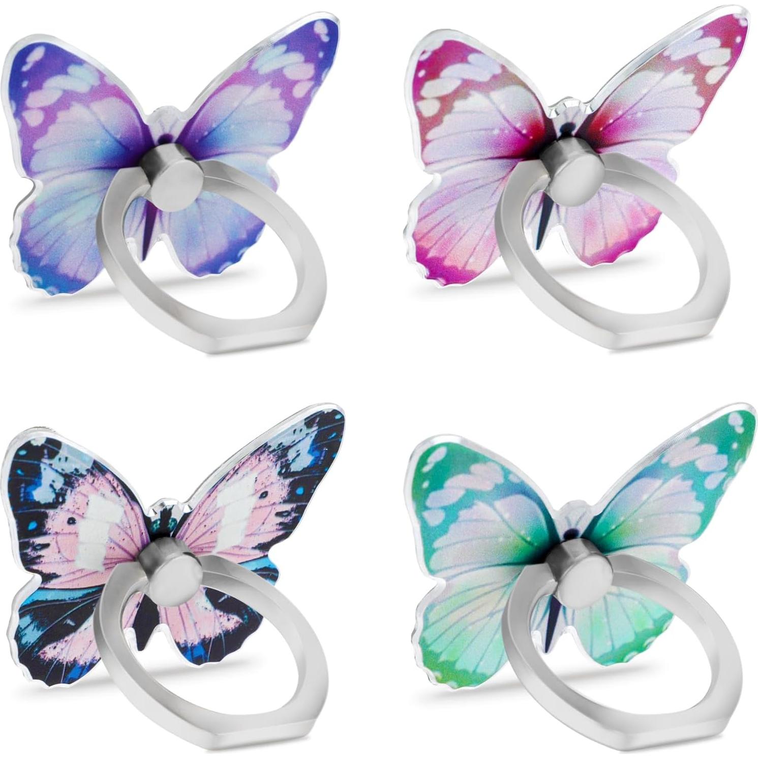 Soporte para teléfono celular WLLHYF mariposa 4 PCS 360°