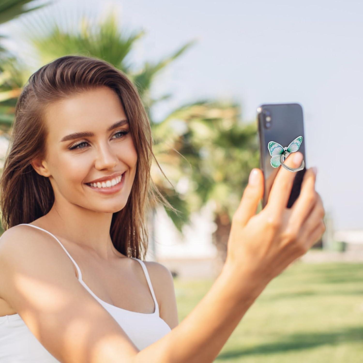 Soporte para teléfono celular WLLHYF mariposa 4 PCS 360°