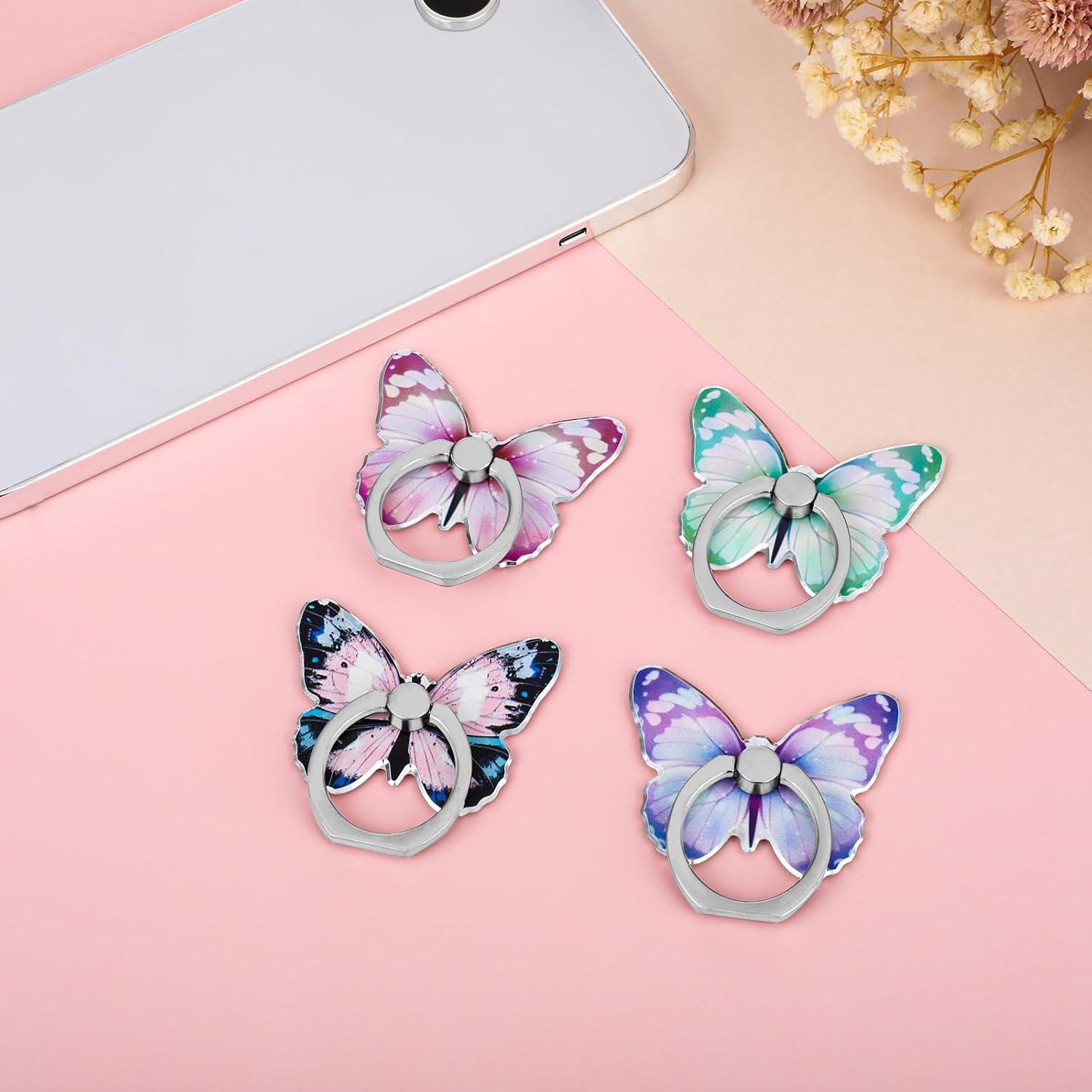 Soporte para teléfono celular WLLHYF mariposa 4 PCS 360°