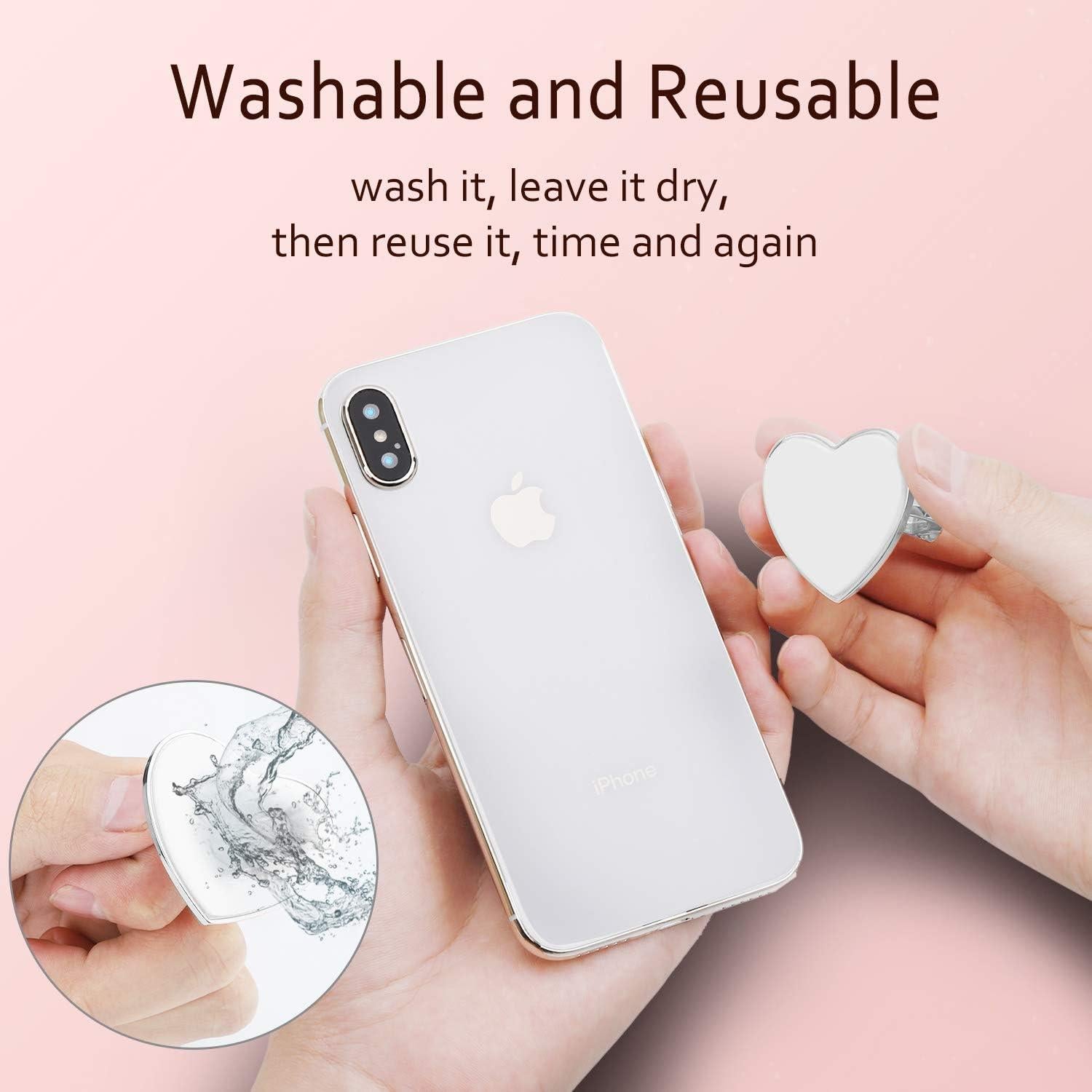 Soporte de Anillo para Teléfono Nsiucion Corazón Brillante Plata