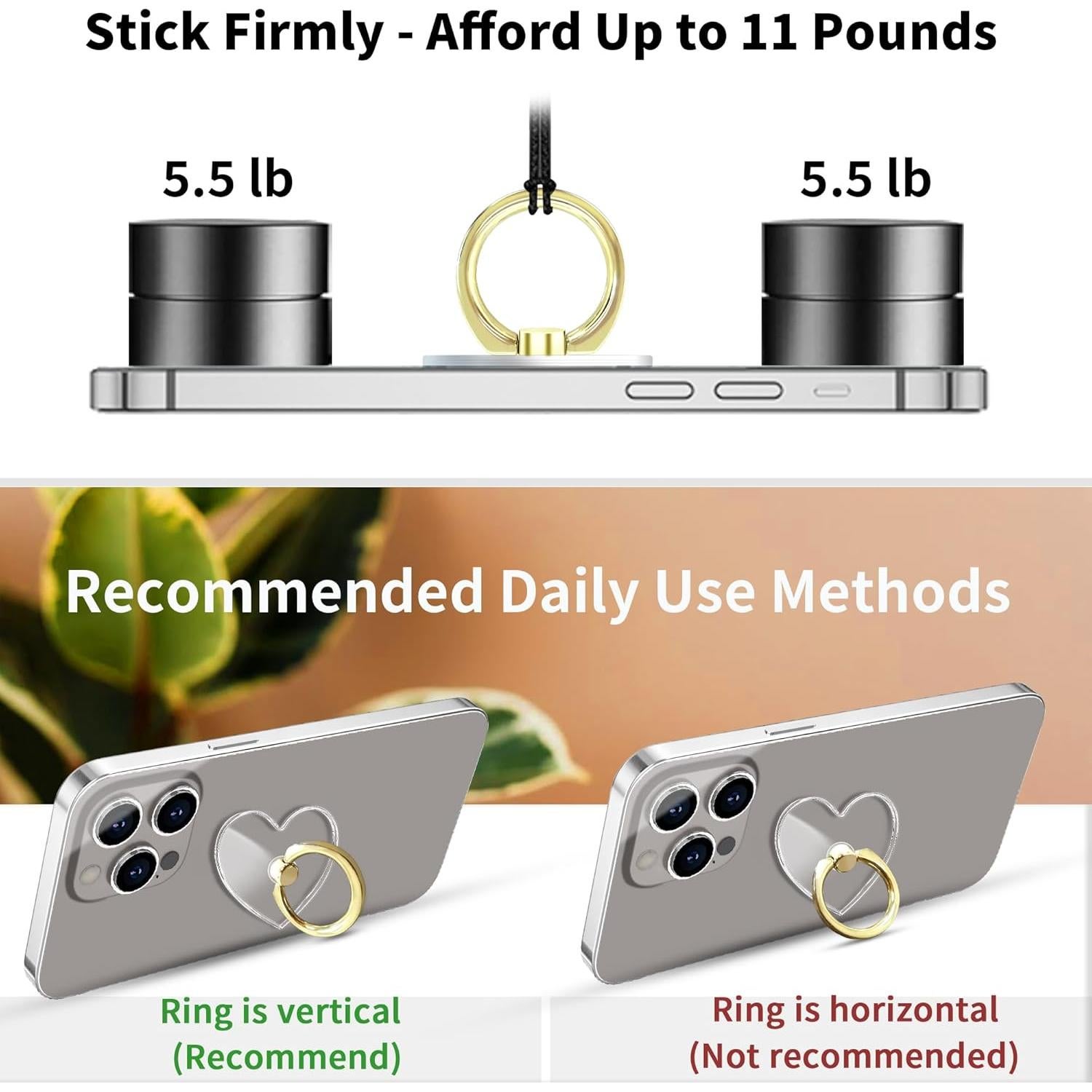 Soporte de Anillo Transparente TACOMEGE para Smartphones Oro-Cristal