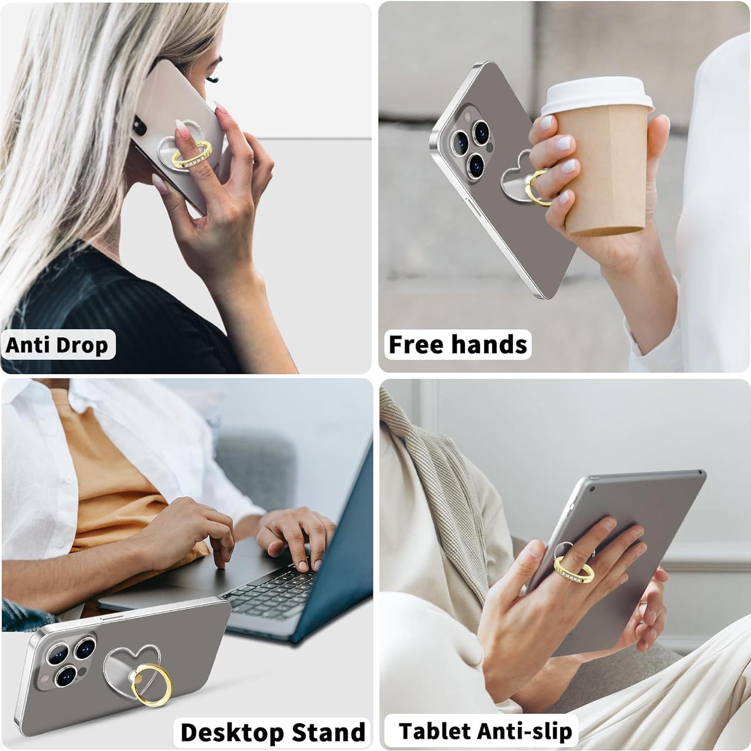 Soporte de Anillo Transparente TACOMEGE para Smartphones Oro-Cristal