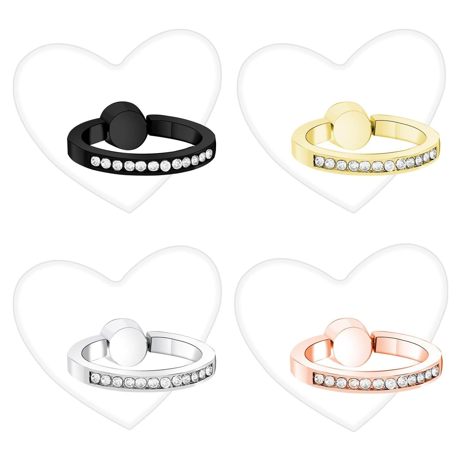 4 Anillos Soporte para Teléfono HJZHII Corazón Diamante 360°