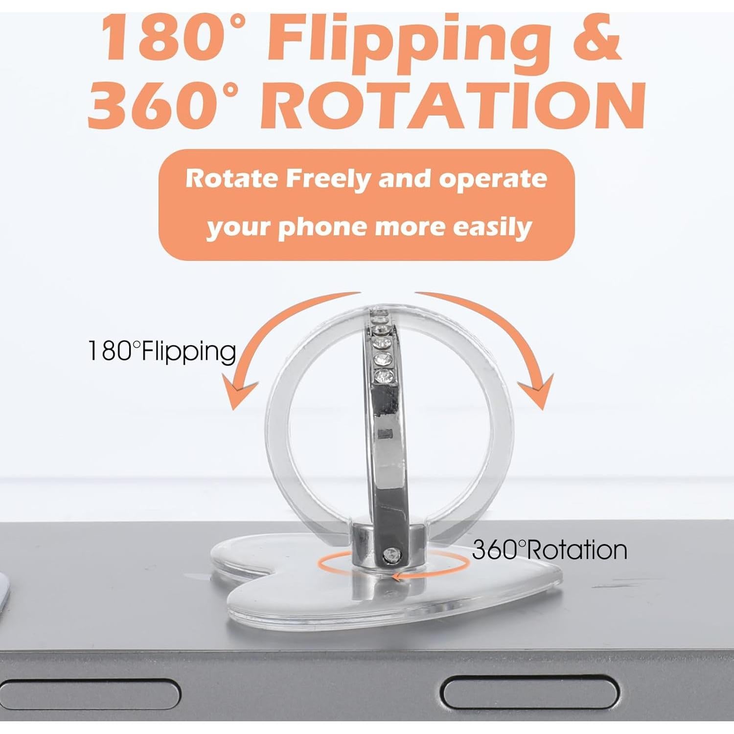 4 Anillos Soporte para Teléfono HJZHII Corazón Diamante 360°