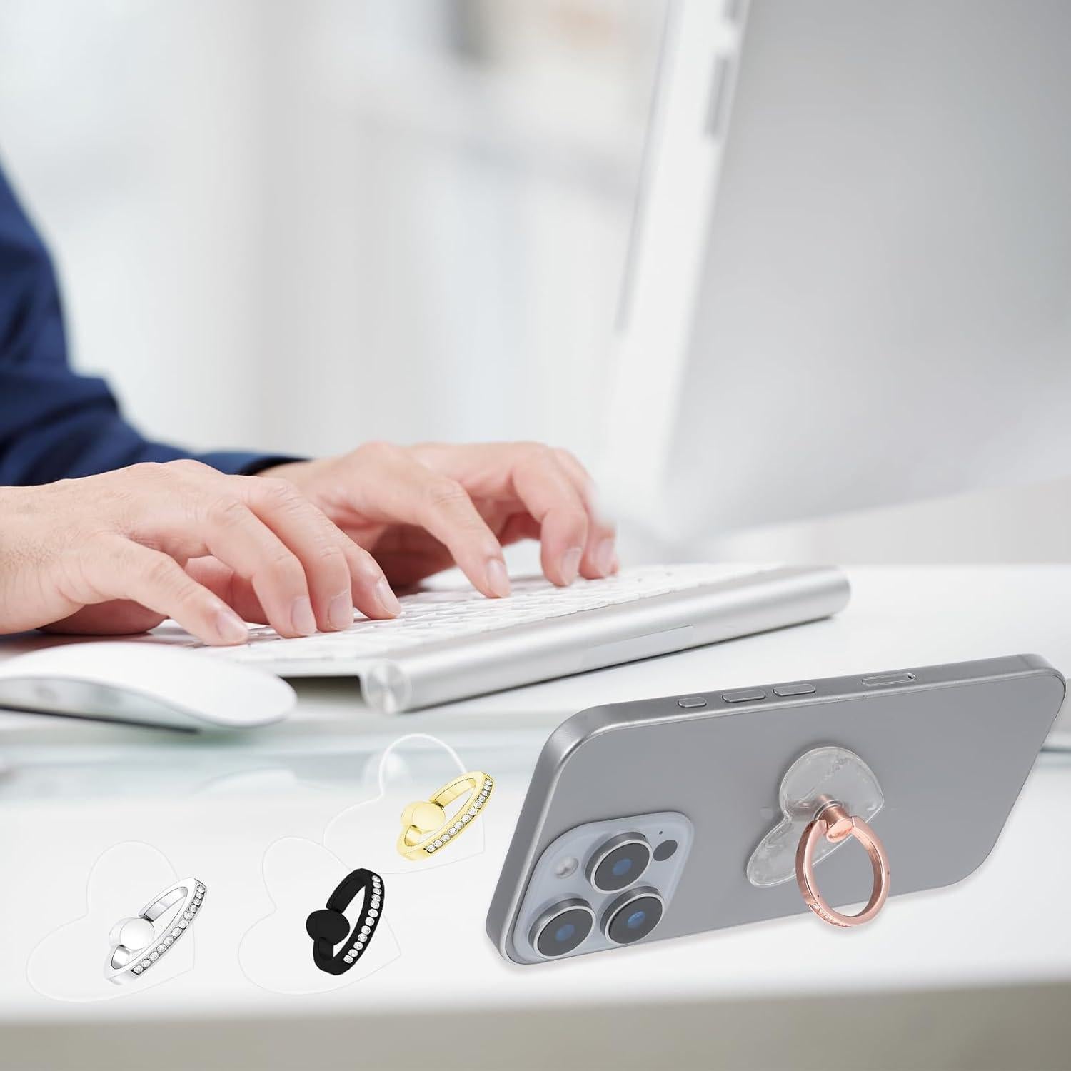 4 Anillos Soporte para Teléfono HJZHII Corazón Diamante 360°