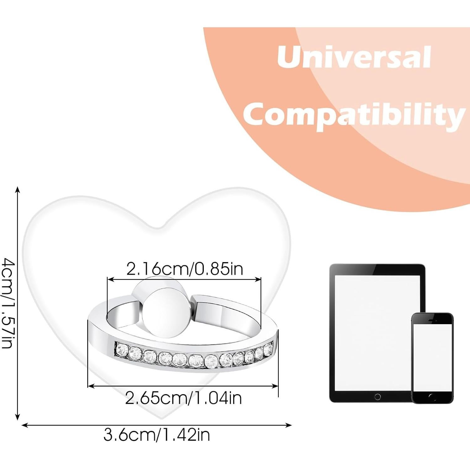 4 Anillos Soporte para Teléfono HJZHII Corazón Diamante 360°
