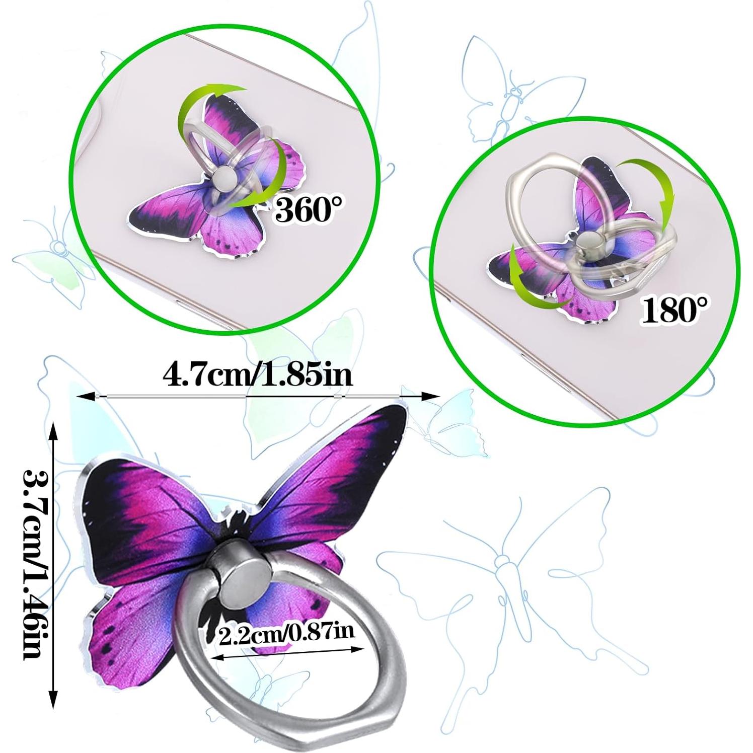 Soporte de anillo para teléfono Ymapinc en forma de mariposa - 3 piezas
