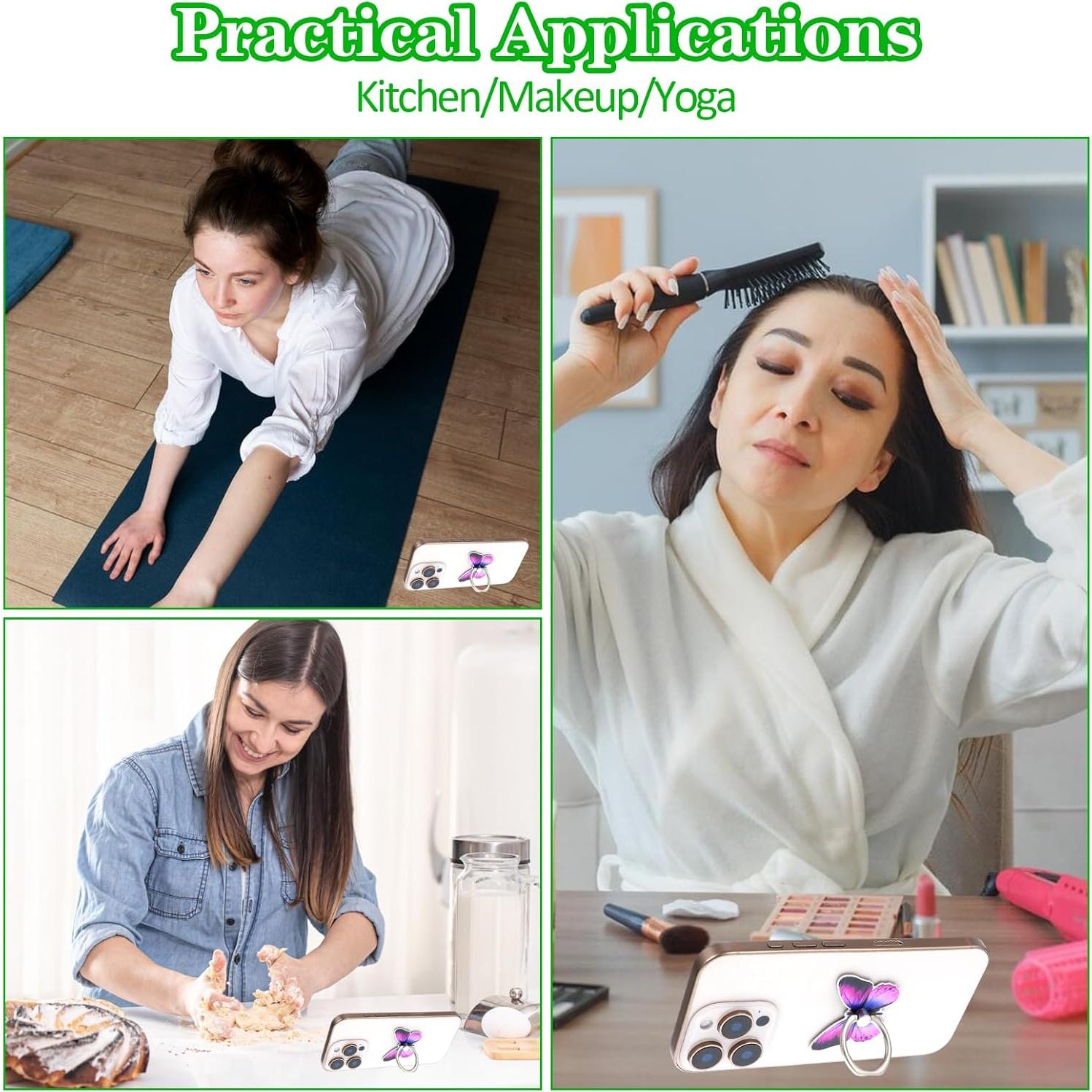 Soporte de anillo para teléfono Ymapinc en forma de mariposa - 3 piezas