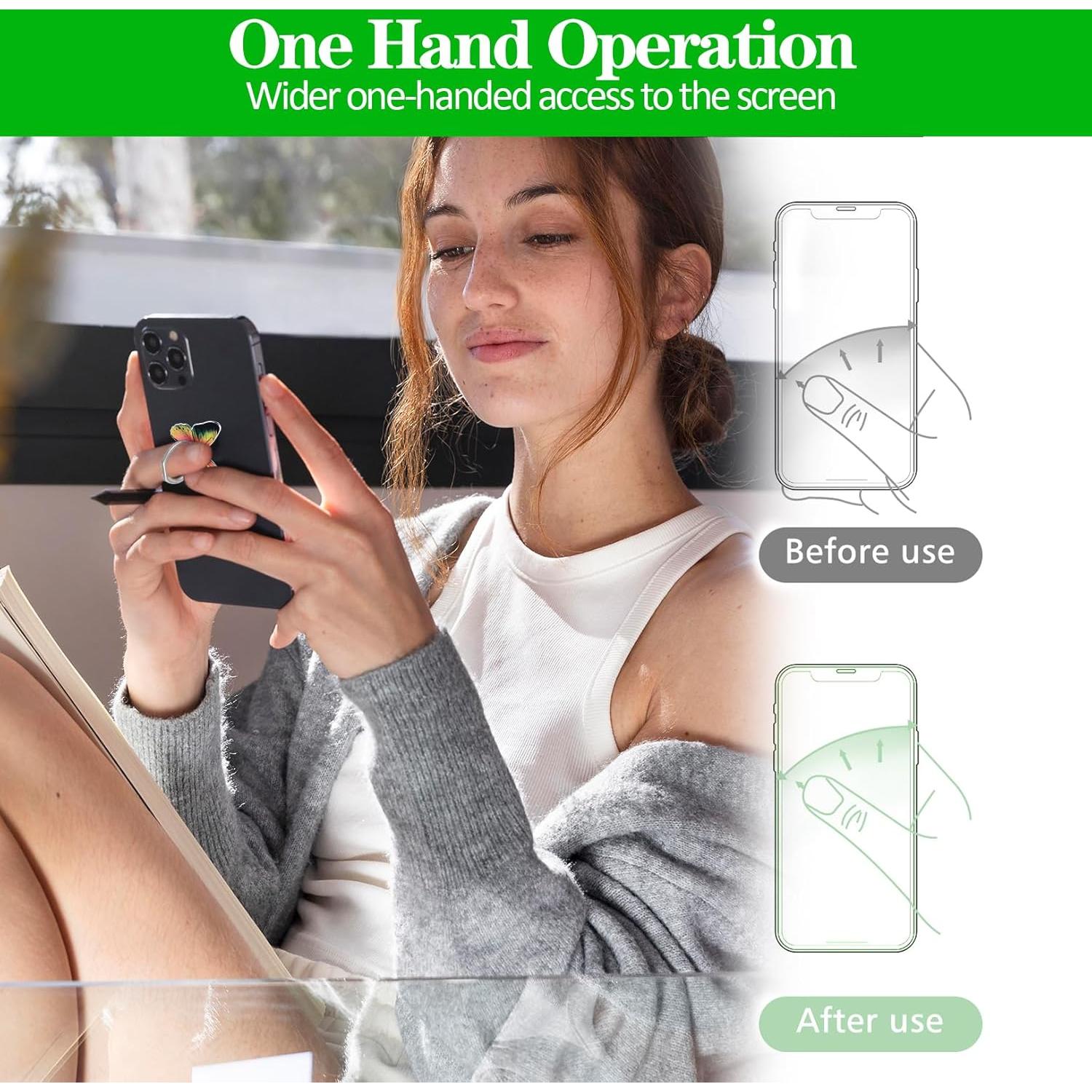 Soporte de anillo para teléfono Ymapinc en forma de mariposa - 3 piezas