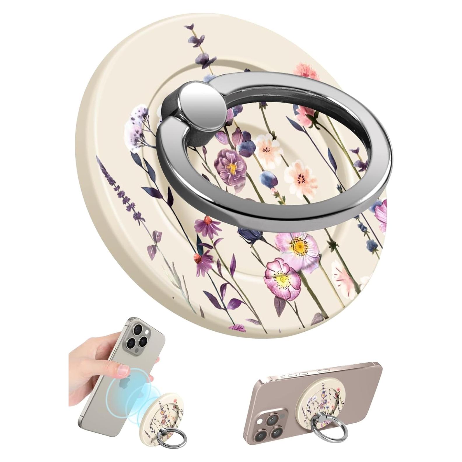 Soporte de Anillo Magnético Lotadilo para Teléfono Flor Púrpura