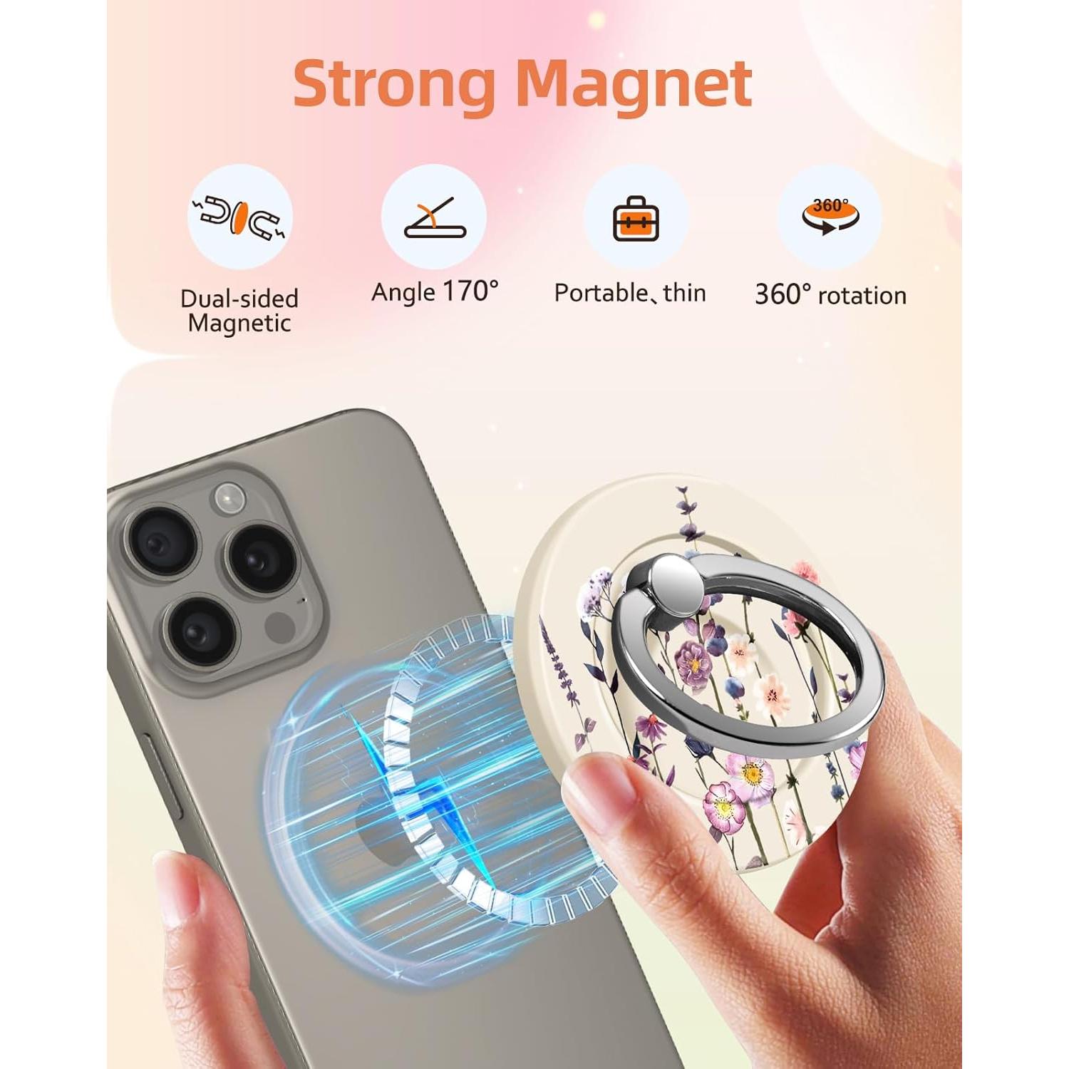 Soporte de Anillo Magnético Lotadilo para Teléfono Flor Púrpura