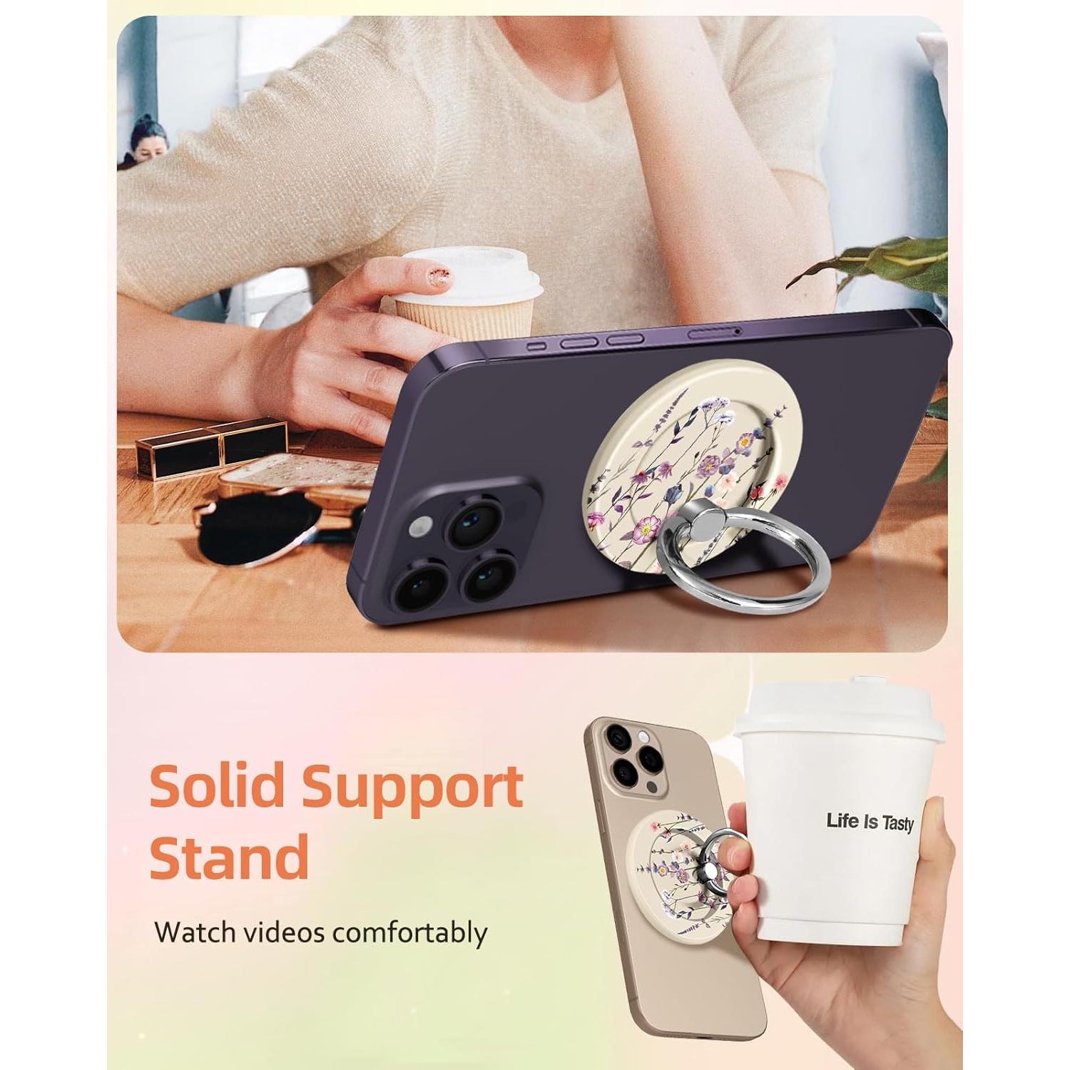 Soporte de Anillo Magnético Lotadilo para Teléfono Flor Púrpura