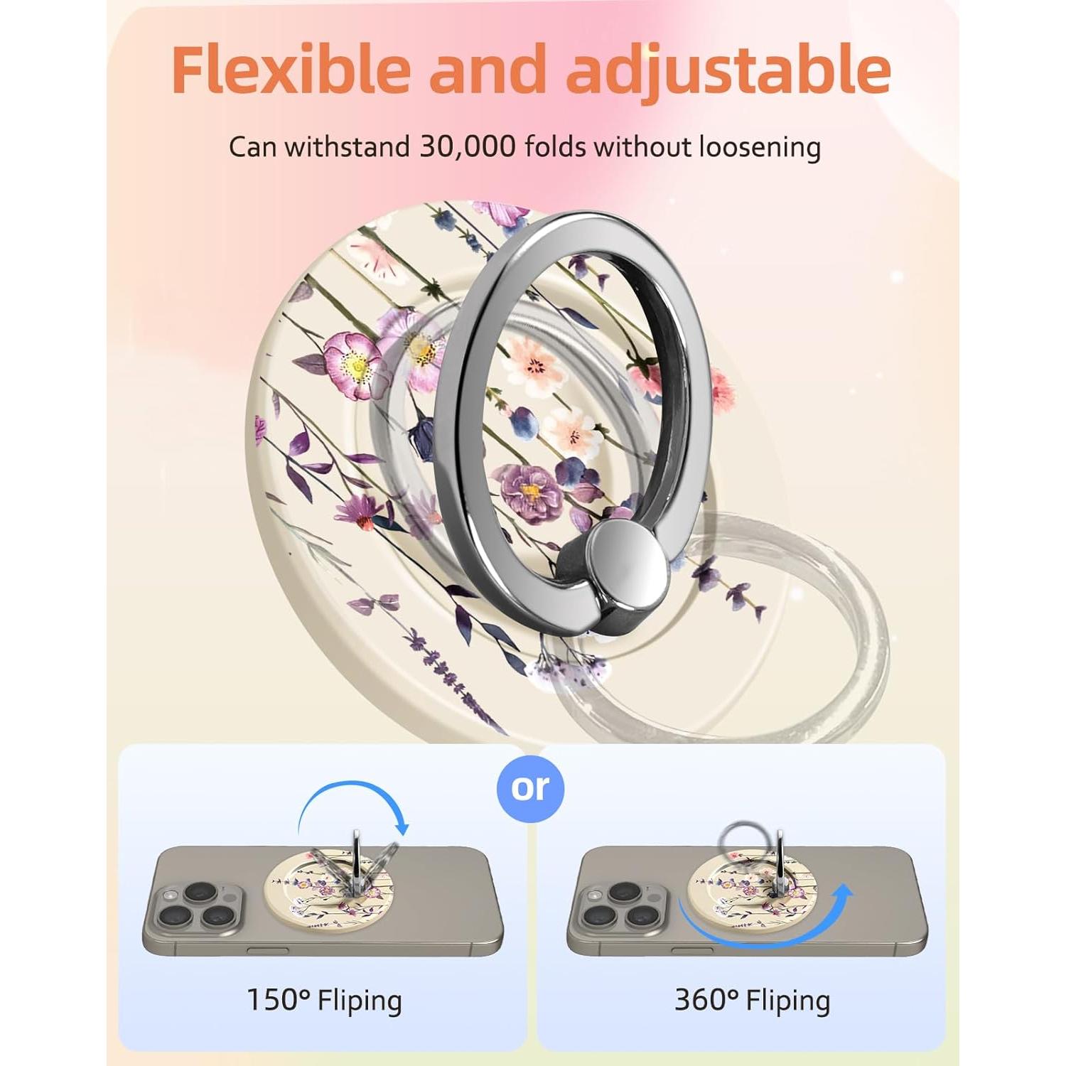 Soporte de Anillo Magnético Lotadilo para Teléfono Flor Púrpura