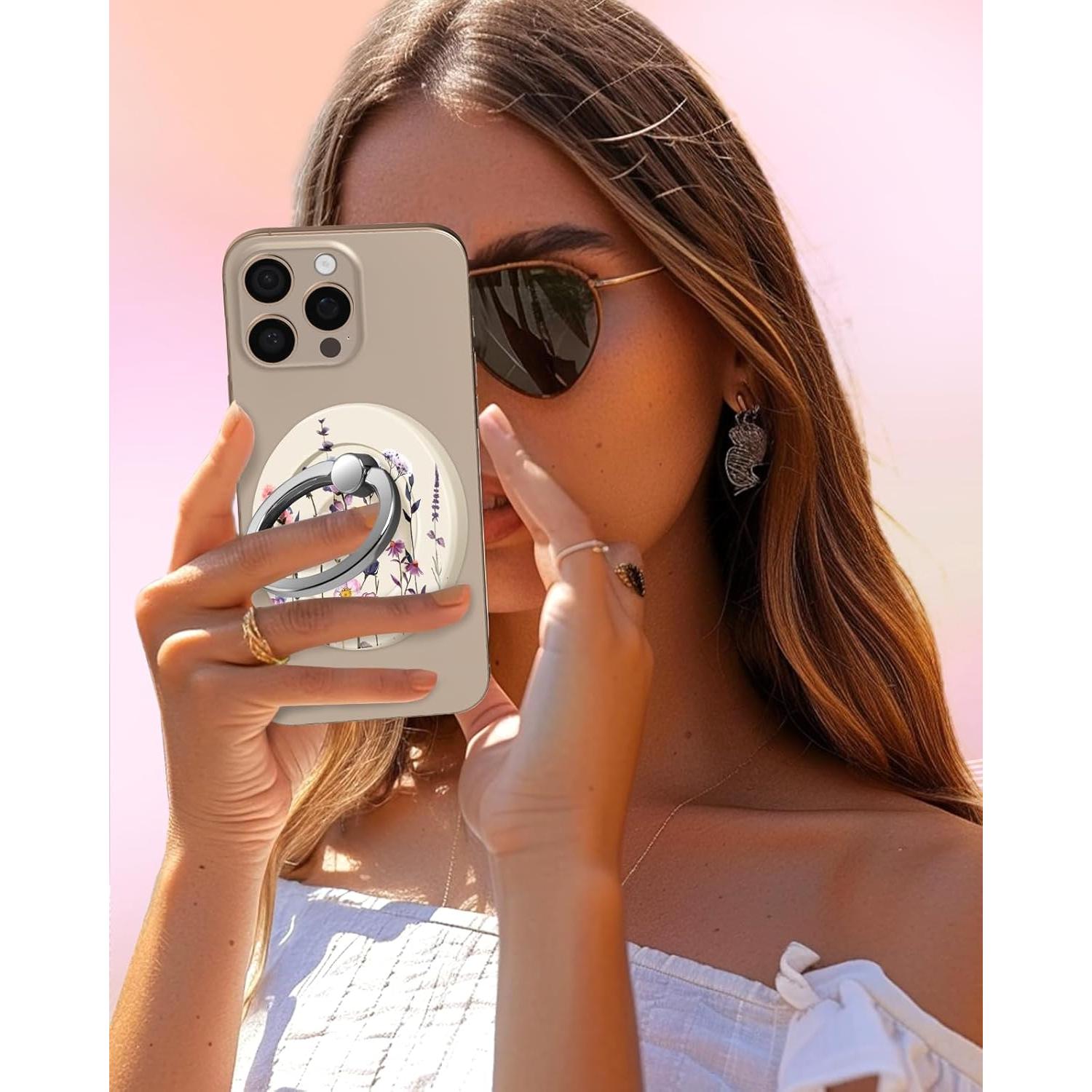 Soporte de Anillo Magnético Lotadilo para Teléfono Flor Púrpura