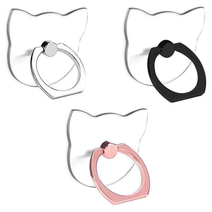 Soporte para teléfono con anillo de gato transparente - 3 colores
