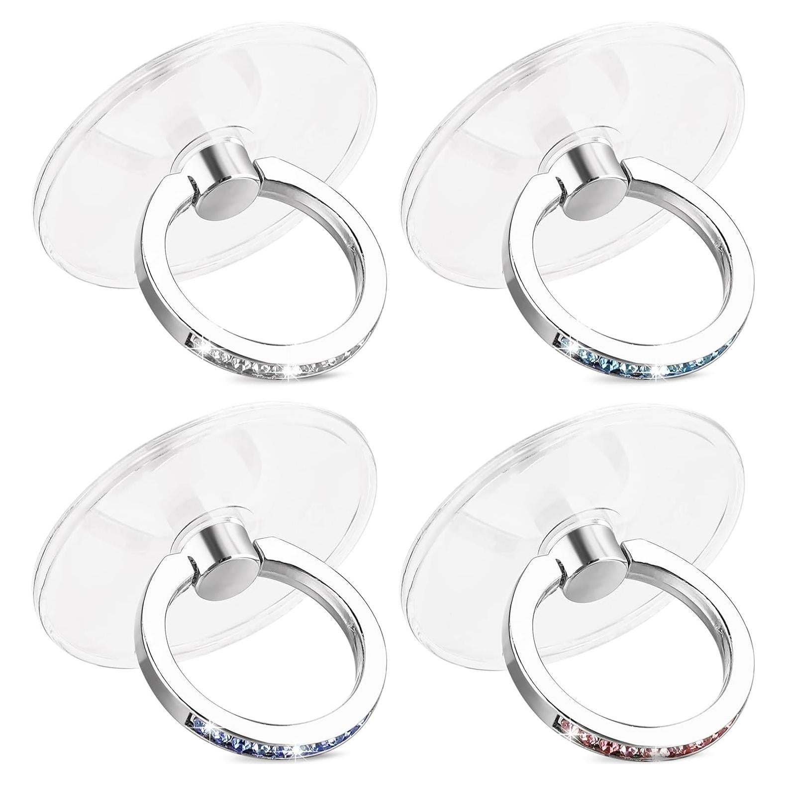 4 Piezas Soporte Anillo para Teléfono Ymapinc Transparente con Rhinestones
