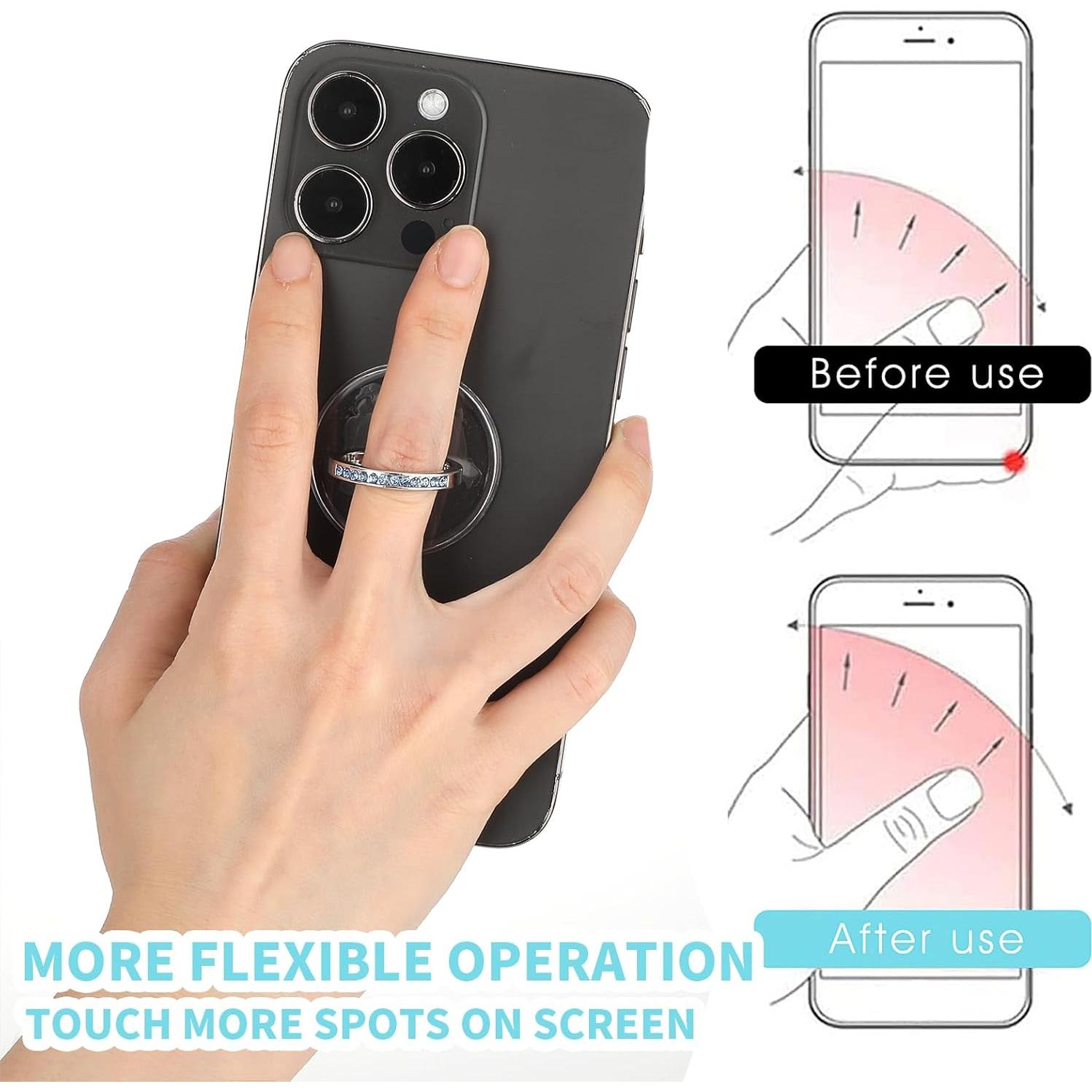 4 Piezas Soporte Anillo para Teléfono Ymapinc Transparente con Rhinestones