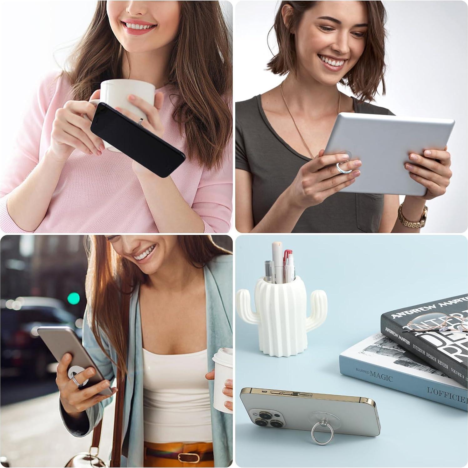 4 Piezas Soporte Anillo para Teléfono Ymapinc Transparente con Rhinestones