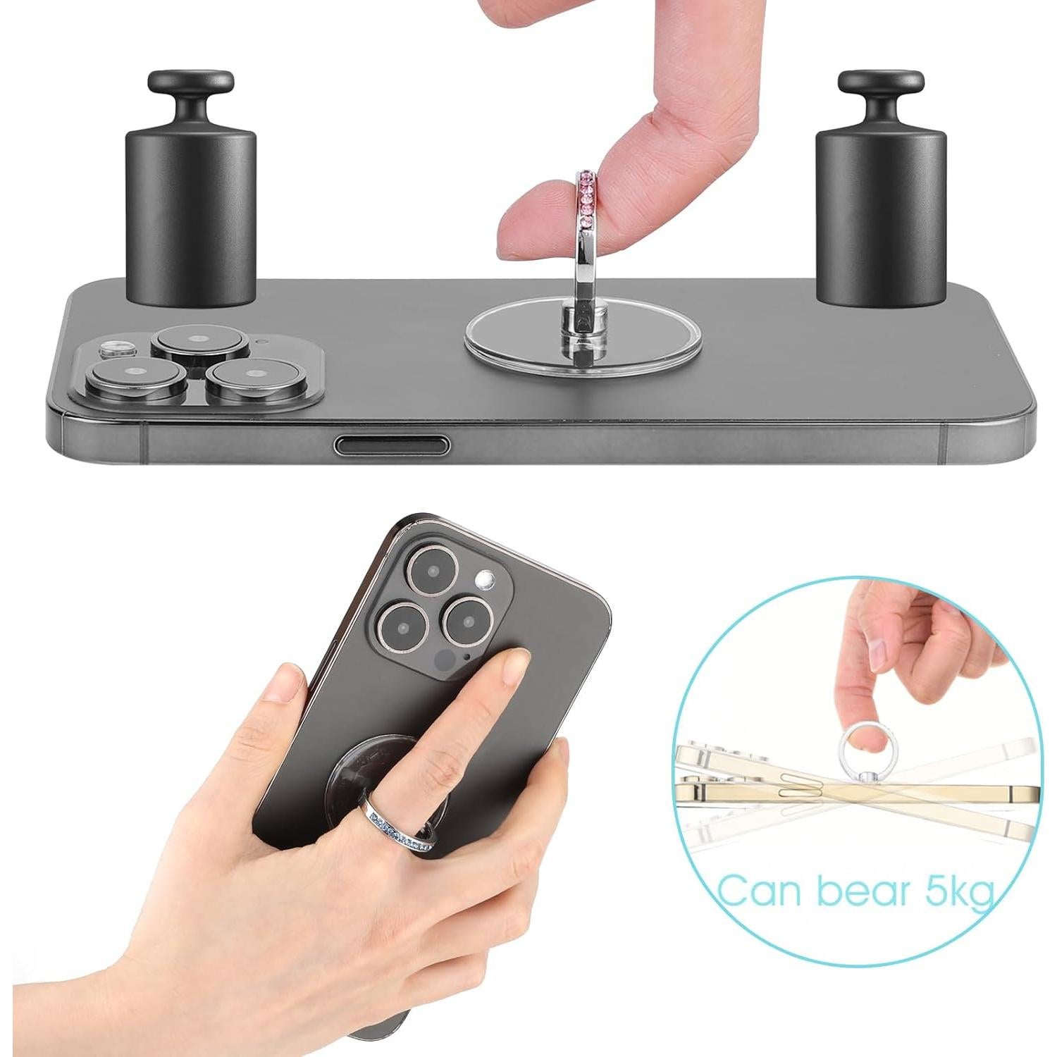 4 Piezas Soporte Anillo para Teléfono Ymapinc Transparente con Rhinestones