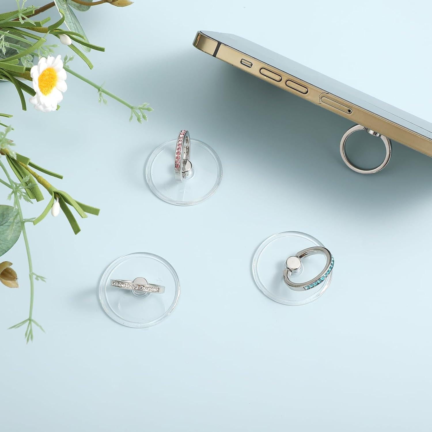 4 Piezas Soporte Anillo para Teléfono Ymapinc Transparente con Rhinestones