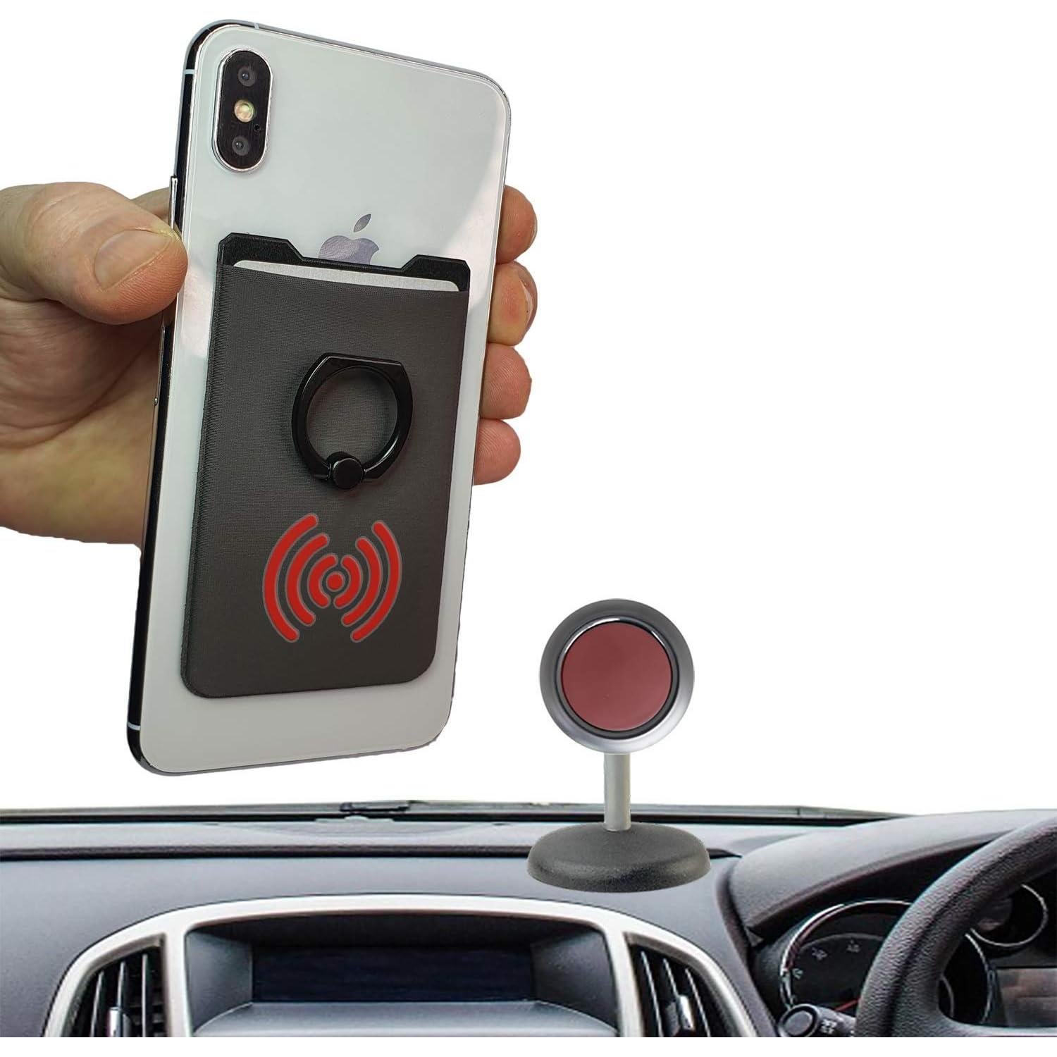 Soporte para anillo de teléfono Gecko - Billetera gris 95x58mm