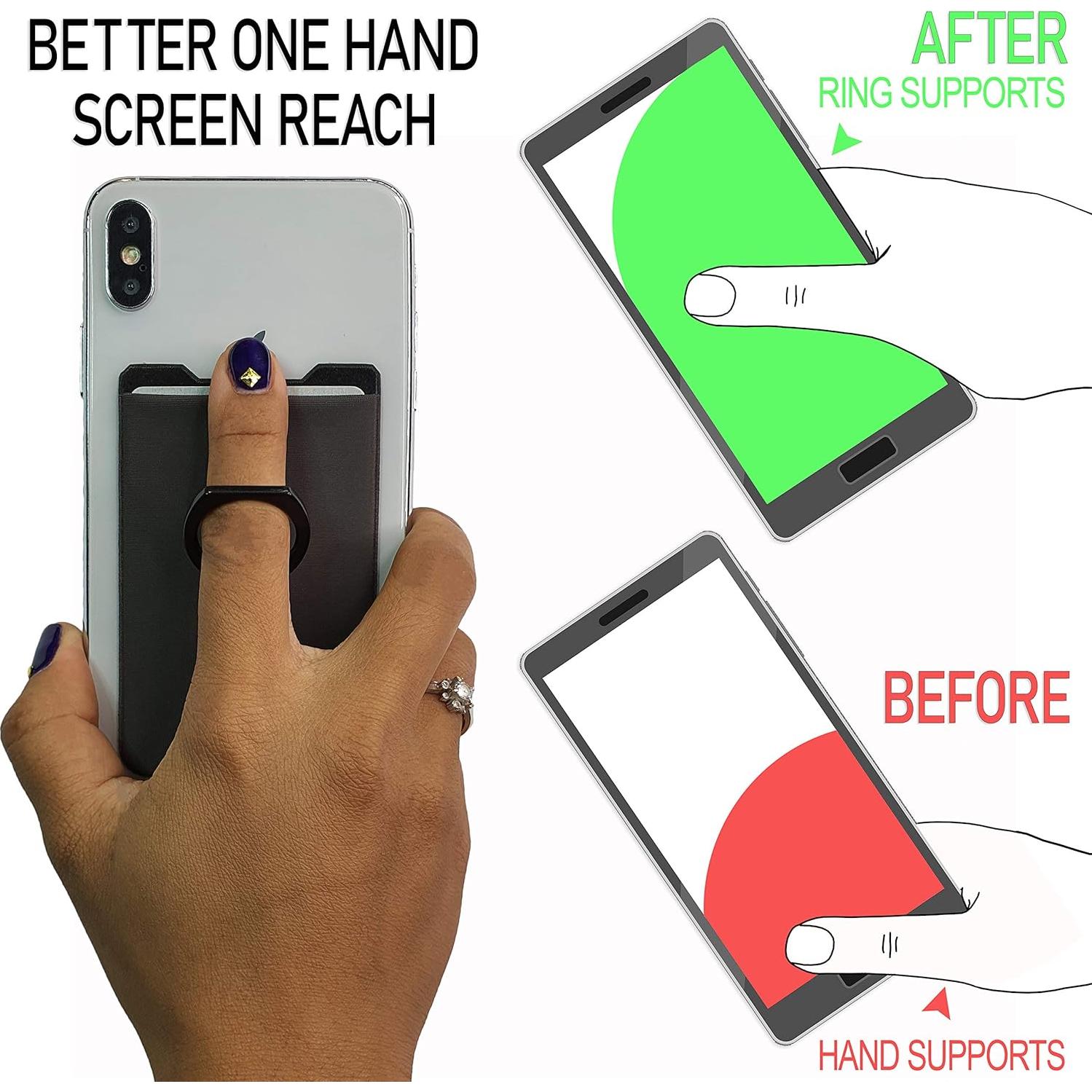 Soporte para anillo de teléfono Gecko - Billetera gris 95x58mm