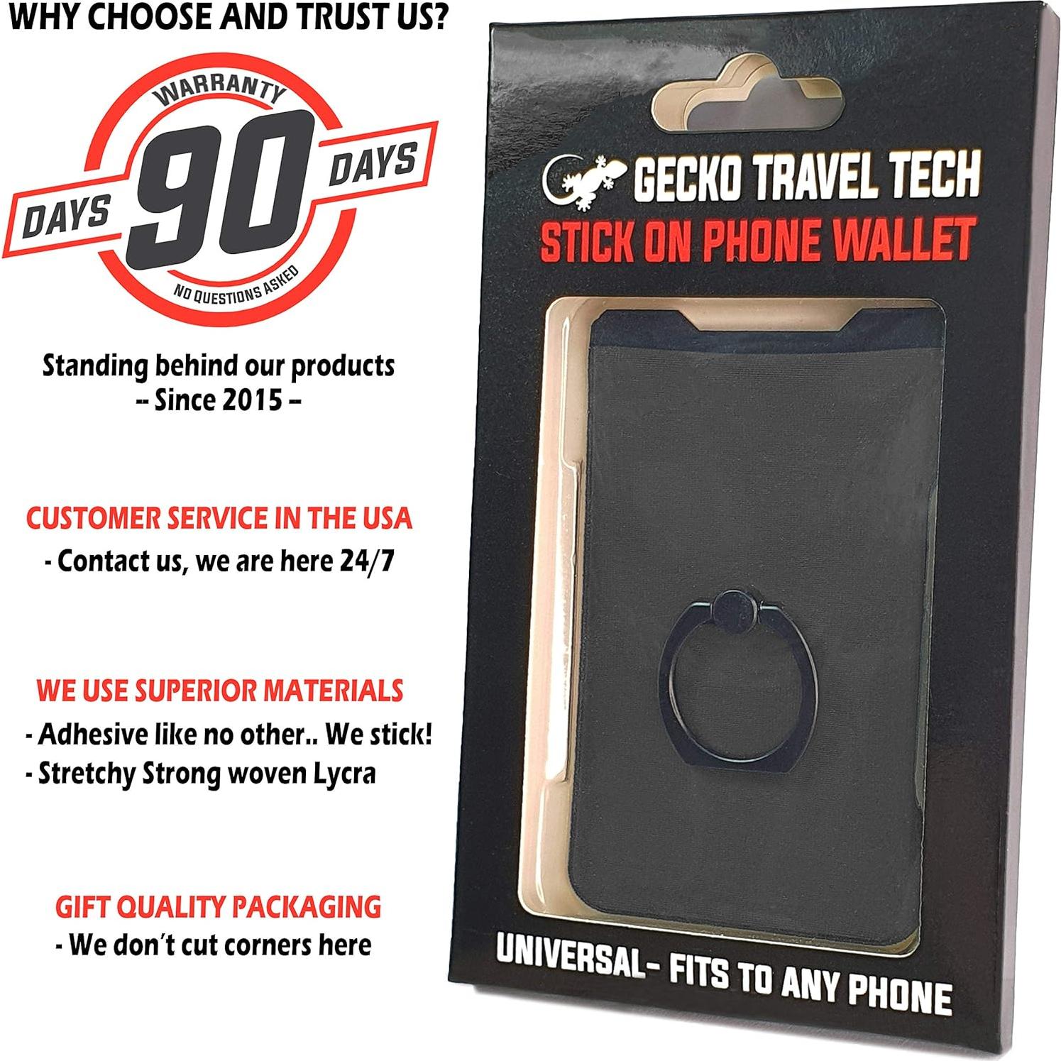 Soporte para anillo de teléfono Gecko - Billetera gris 95x58mm