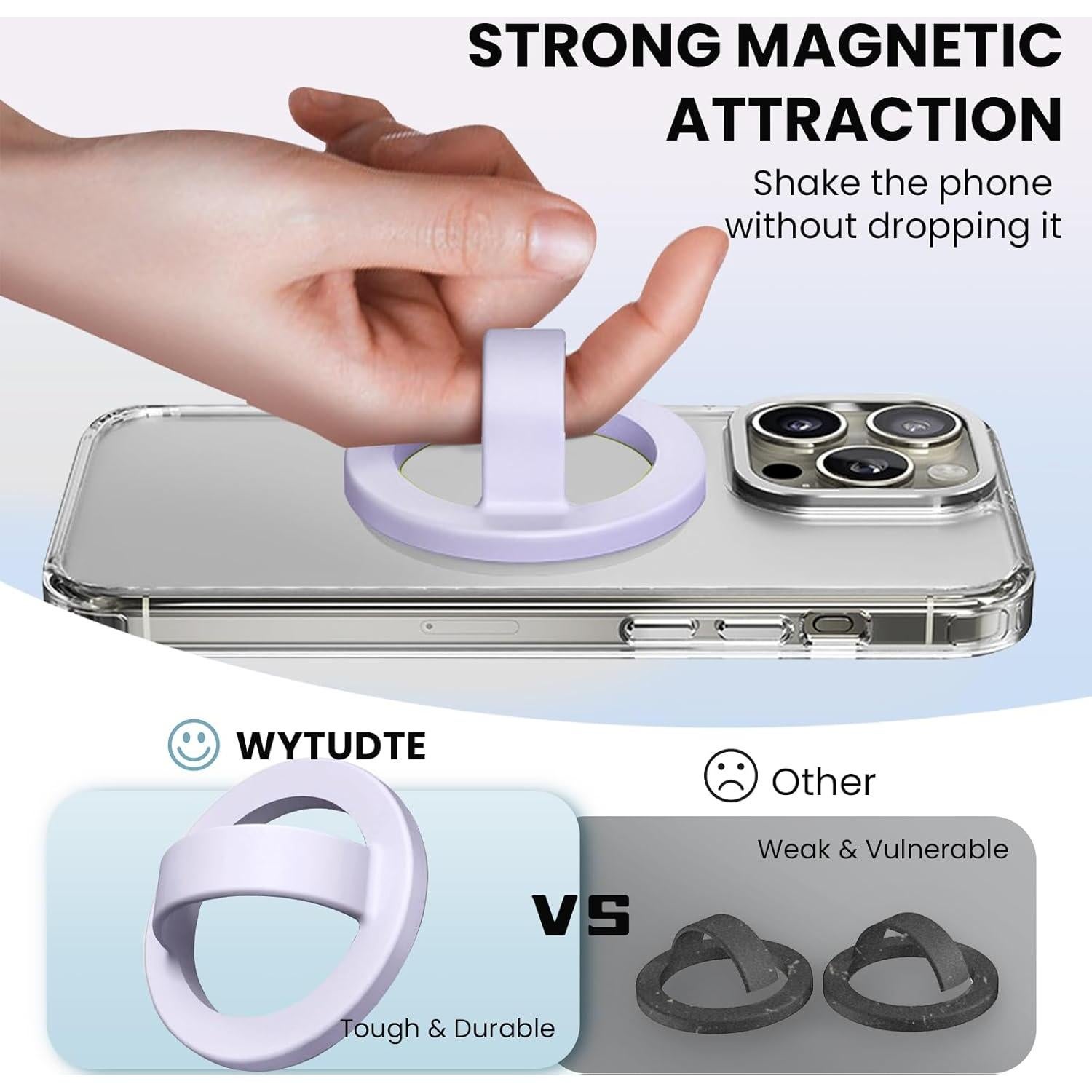 Soporte Magnético para Teléfono STEZHOU con Anillo de Silicona - iPhone 12/16/15/14/13 (Púrpura)