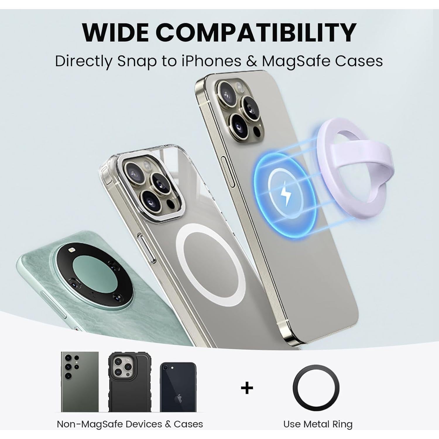 Soporte Magnético para Teléfono STEZHOU con Anillo de Silicona - iPhone 12/16/15/14/13 (Púrpura)