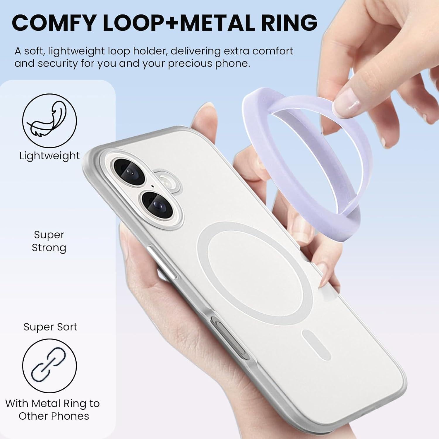 Soporte Magnético para Teléfono STEZHOU con Anillo de Silicona - iPhone 12/16/15/14/13 (Púrpura)