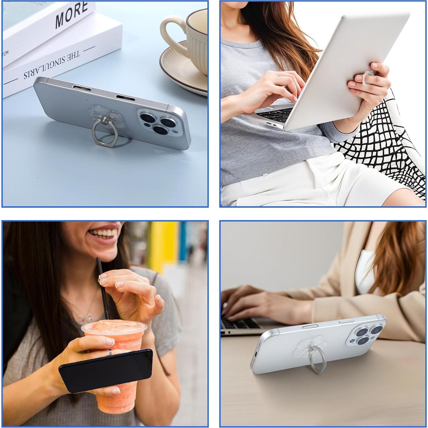 Soporte de Anillo para Teléfono Ymapinc 4 Pcs Transparente